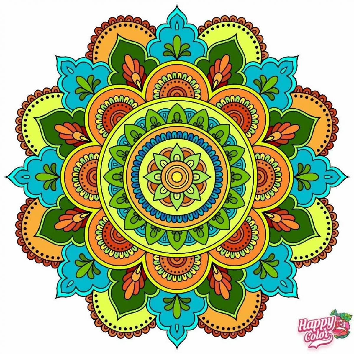 Exotic coloring by numbers mandala