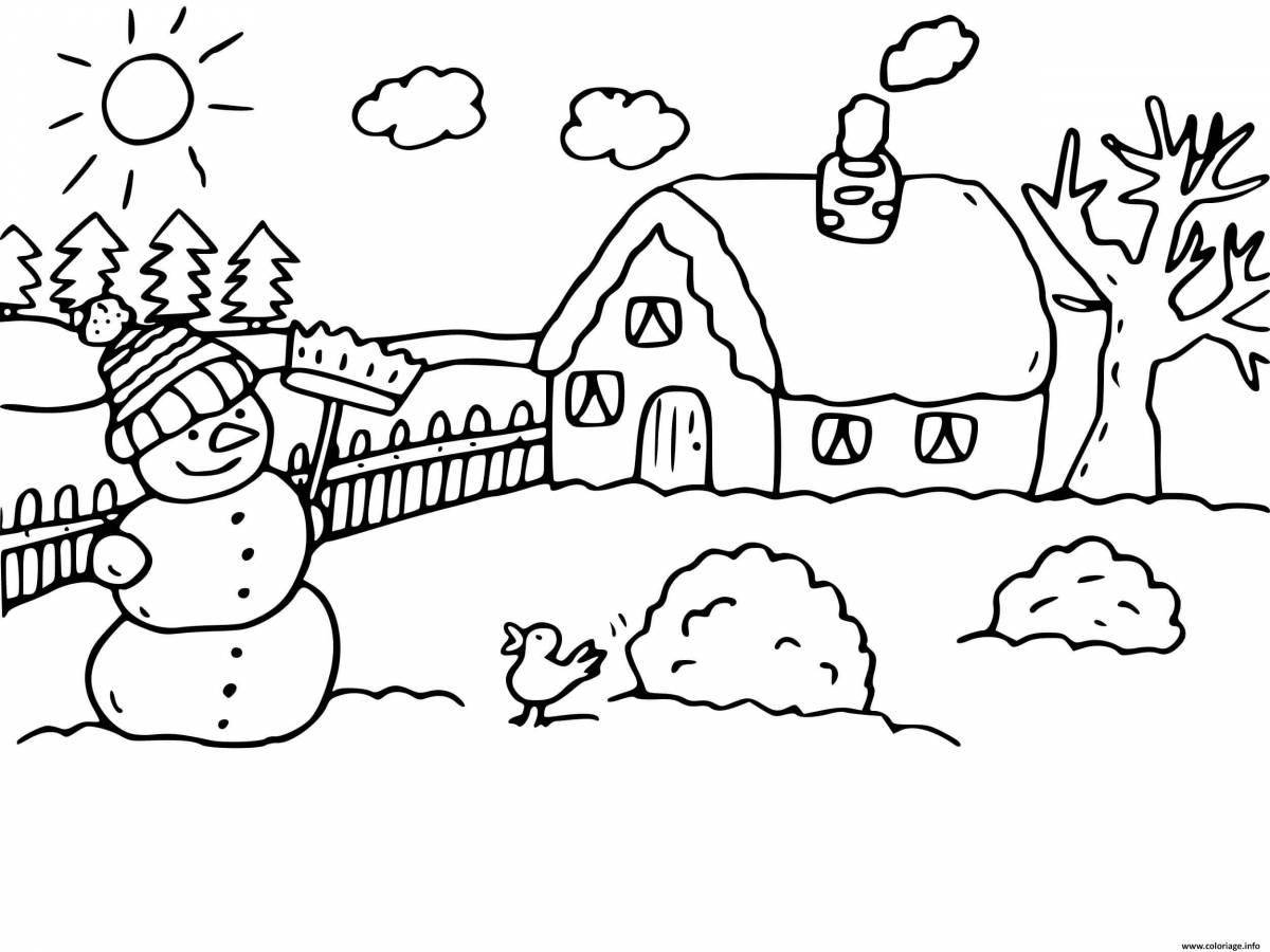 Coloring page glorious winter village