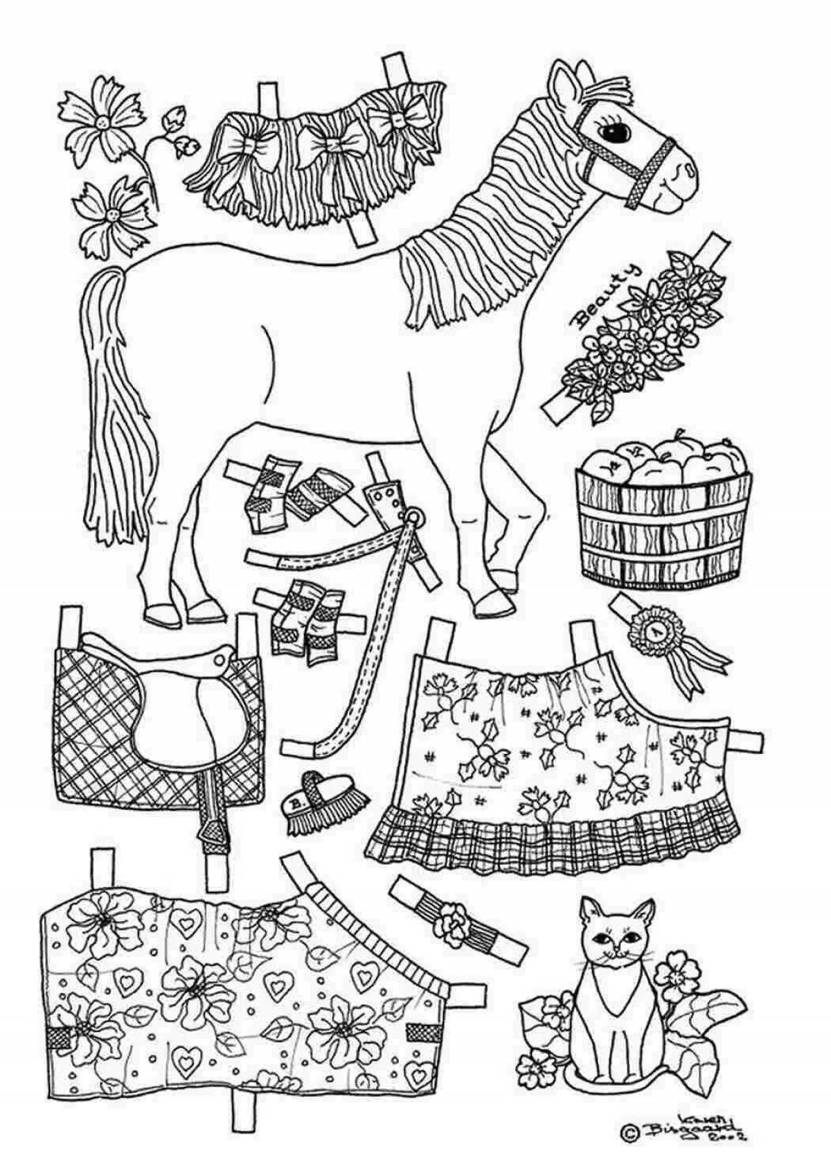 Charming coloring book dog with clothes