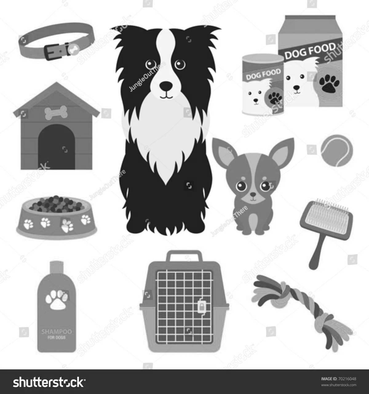 Charming coloring book dog in clothes