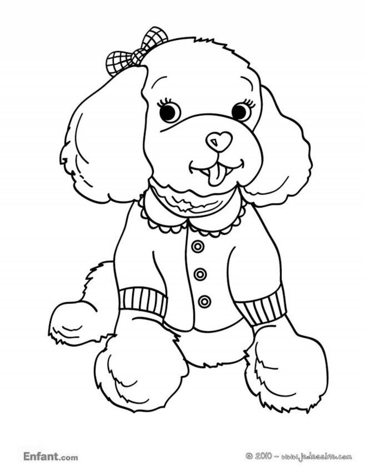 Live coloring dog with clothes