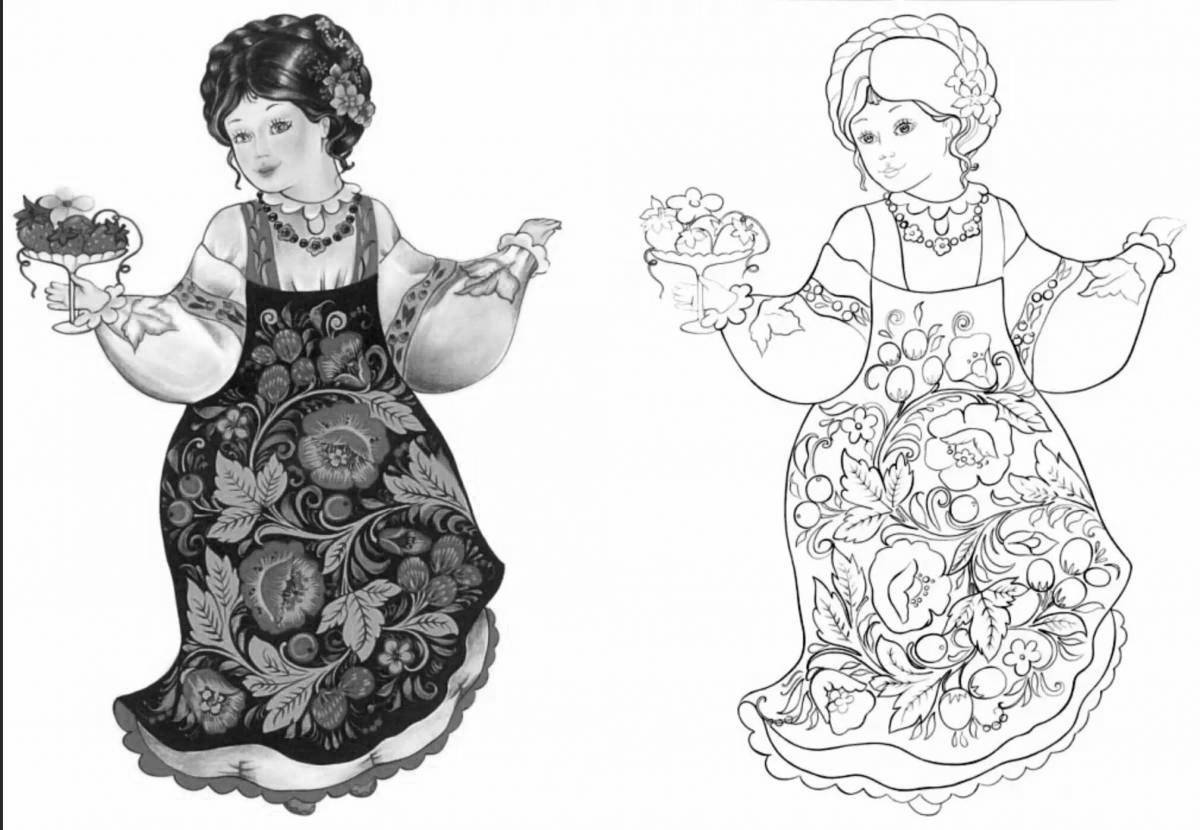 Coloring page cute russian crafts