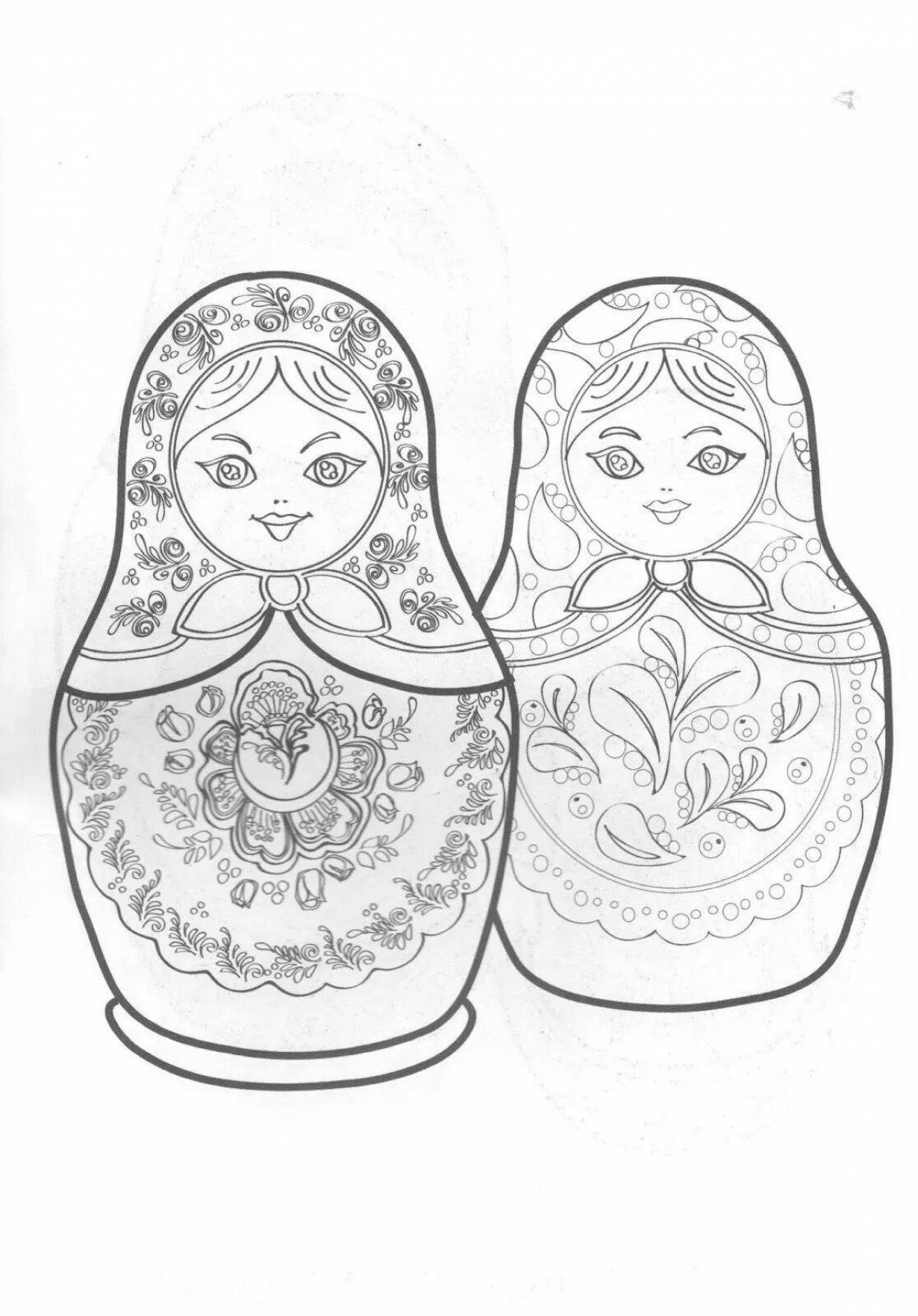 Coloring book colorful Russian folk crafts