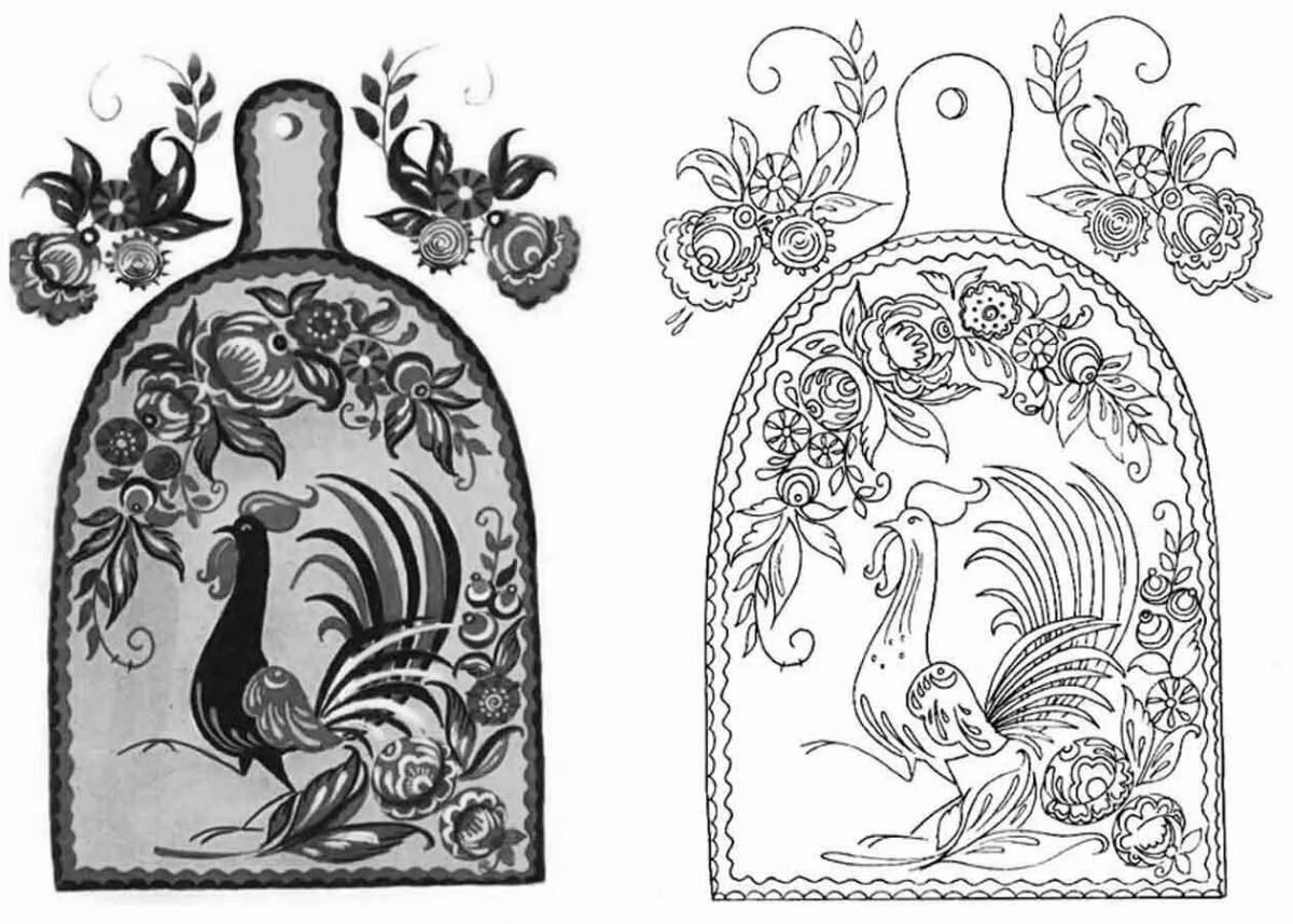 Funny coloring pages of Russian folk crafts