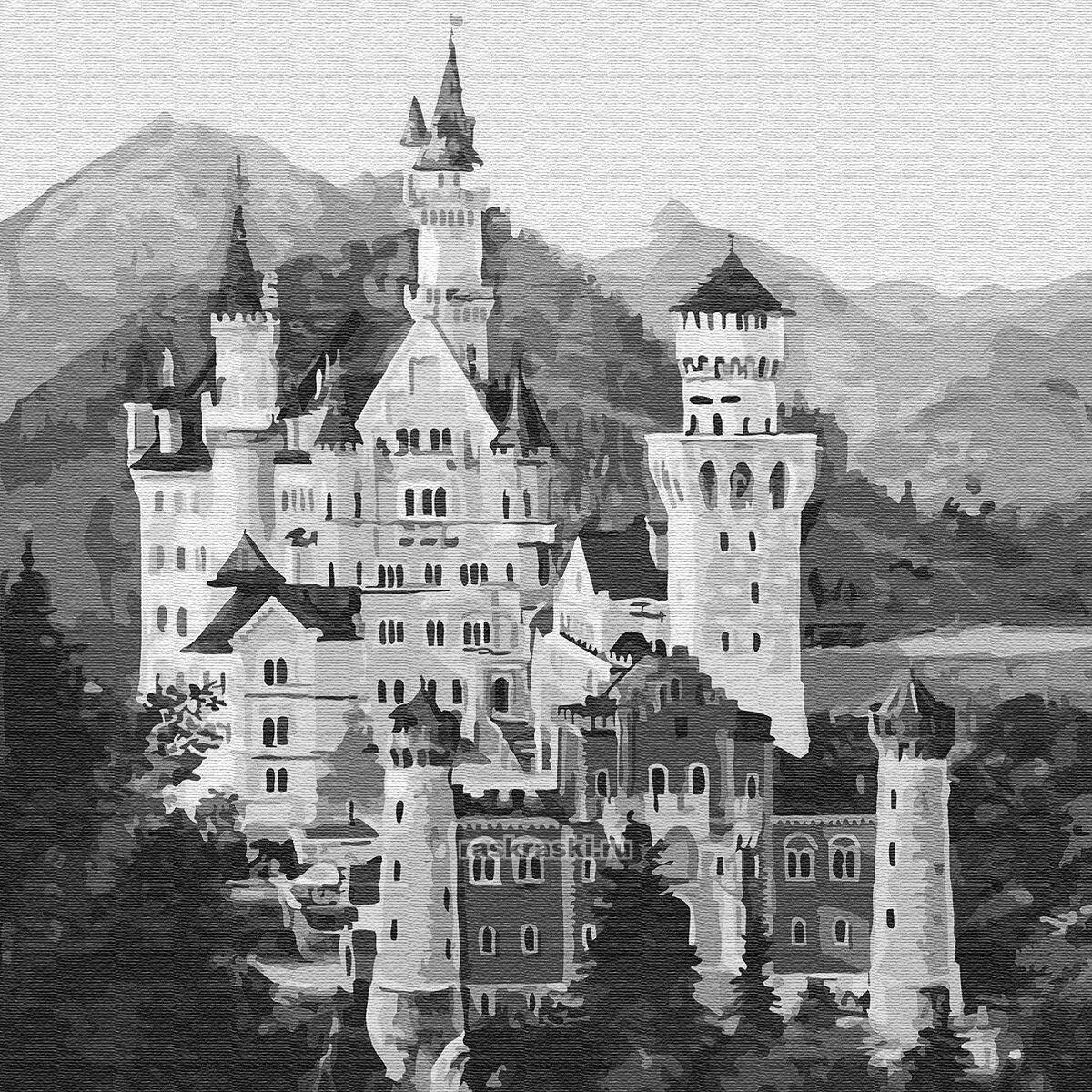 Фото Величественный замок раскраски по номерам