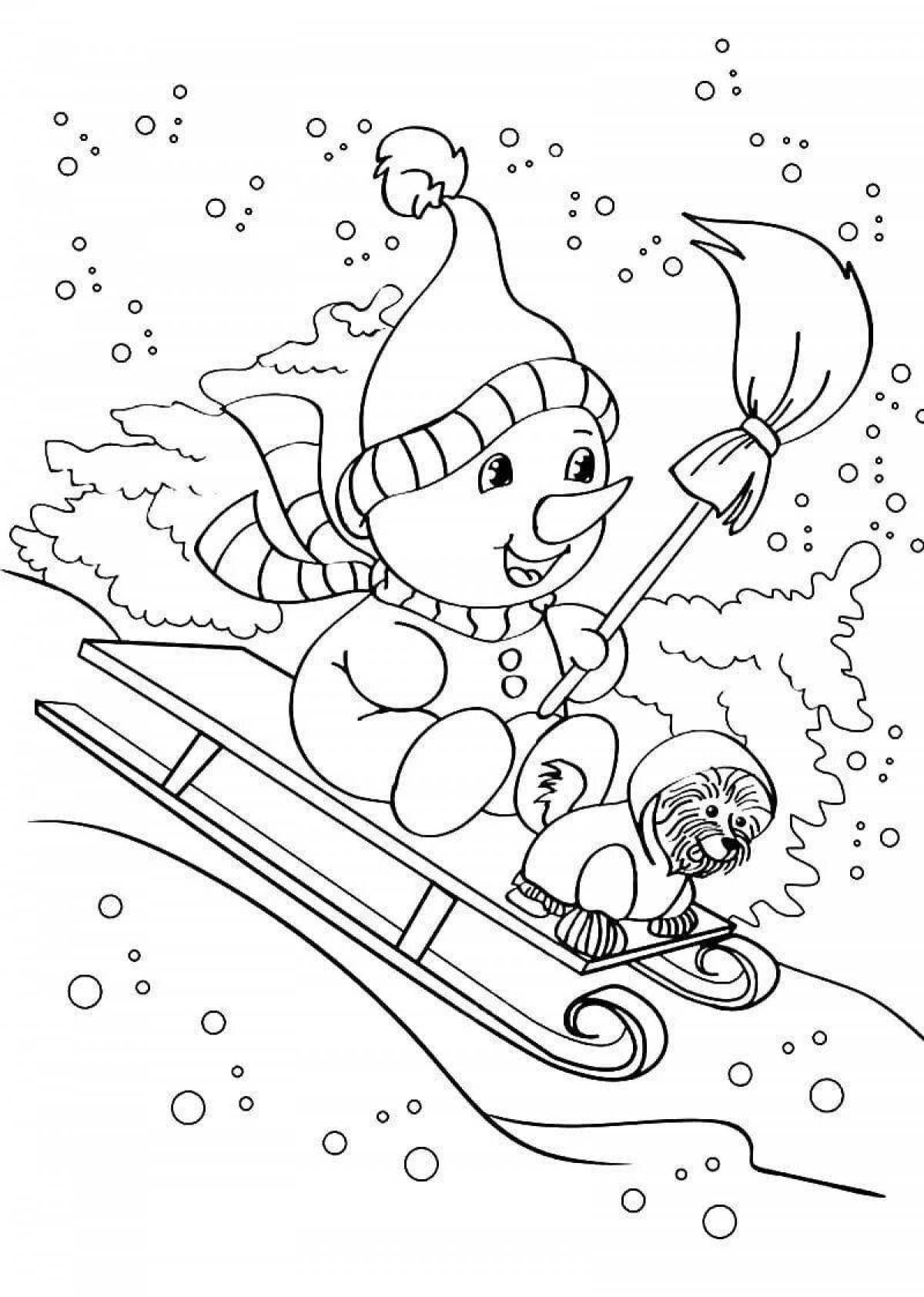 Sledding snowman #6