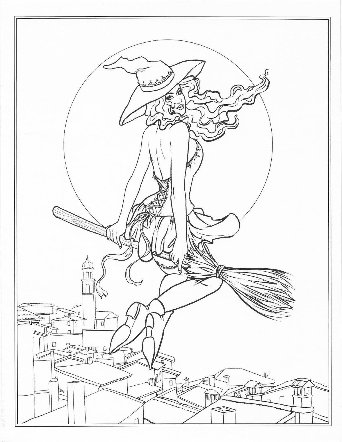 Charming aya and witch coloring book