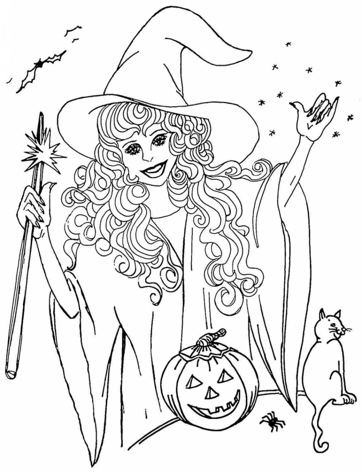 Mystical aya and witch coloring book