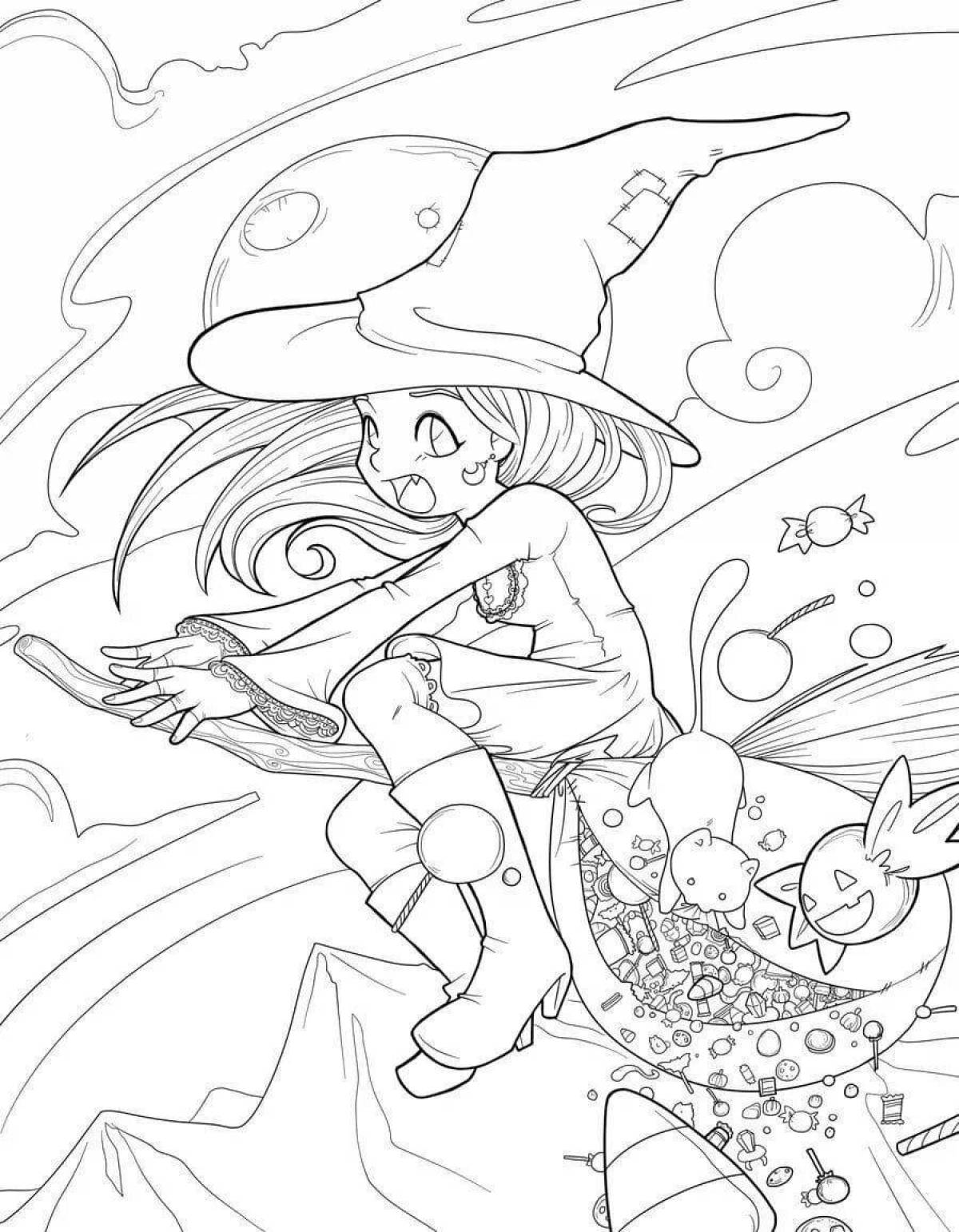 Coloring book glorious aya and witch