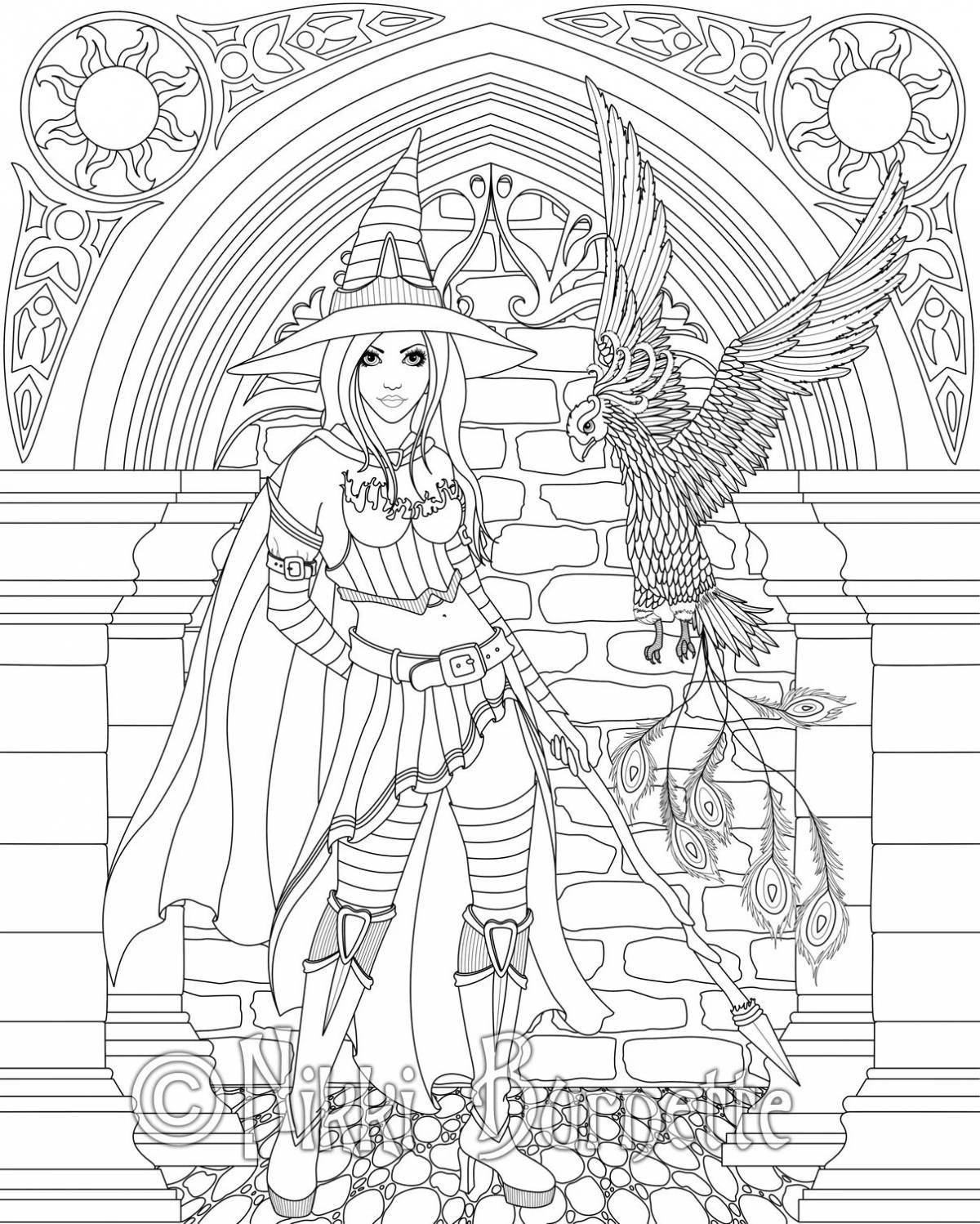 Coloring book grand aya and the witch