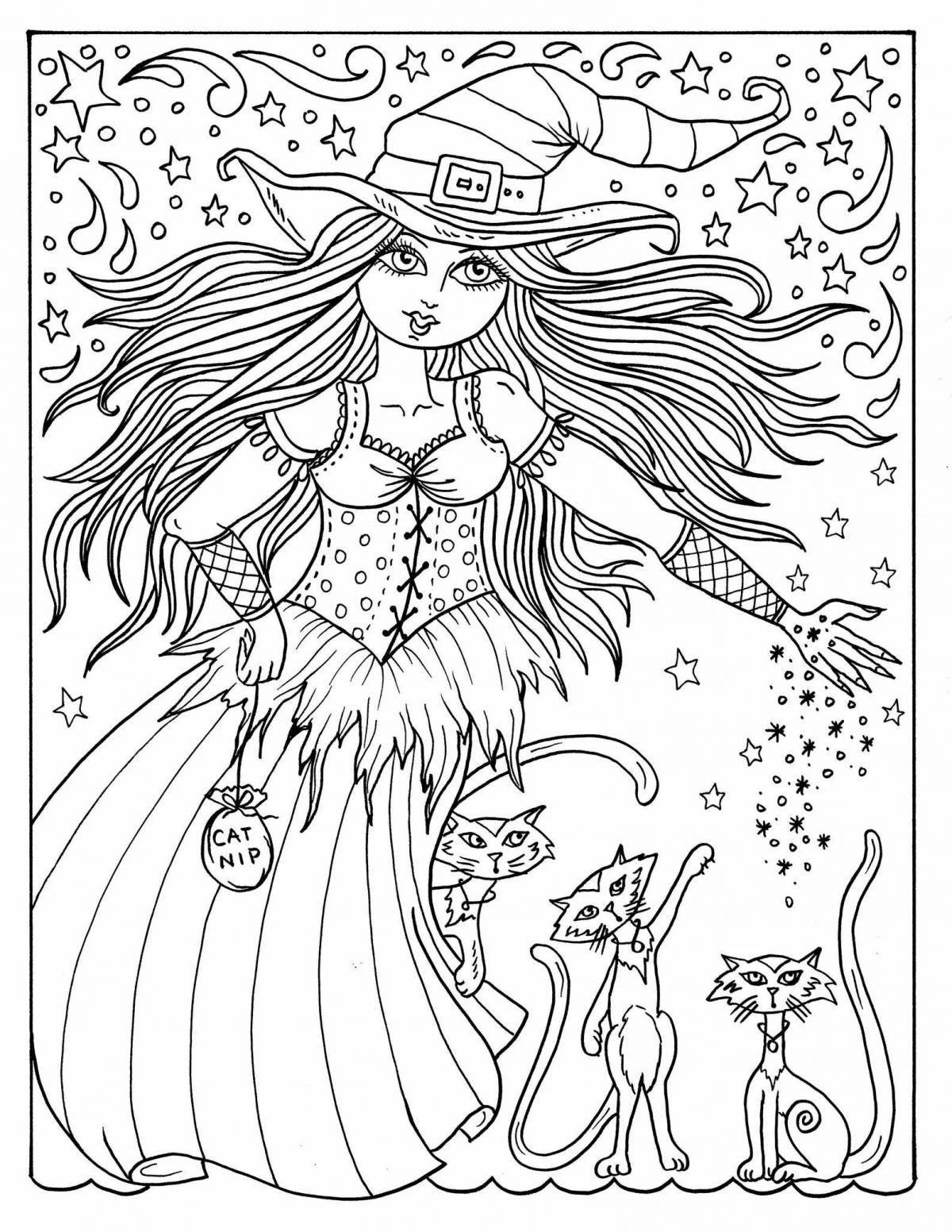 Bright aya and witch coloring book