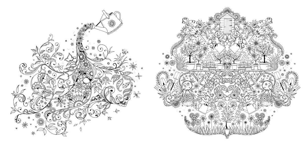 Peaceful coloring magic garden antistress