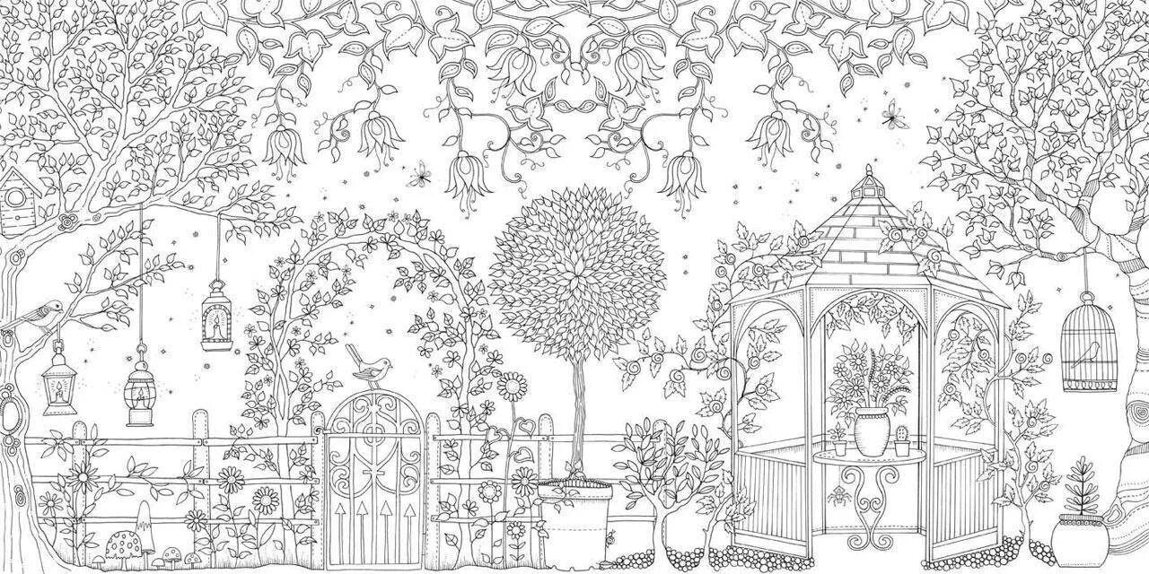 Invigorating coloring book magic garden antistress