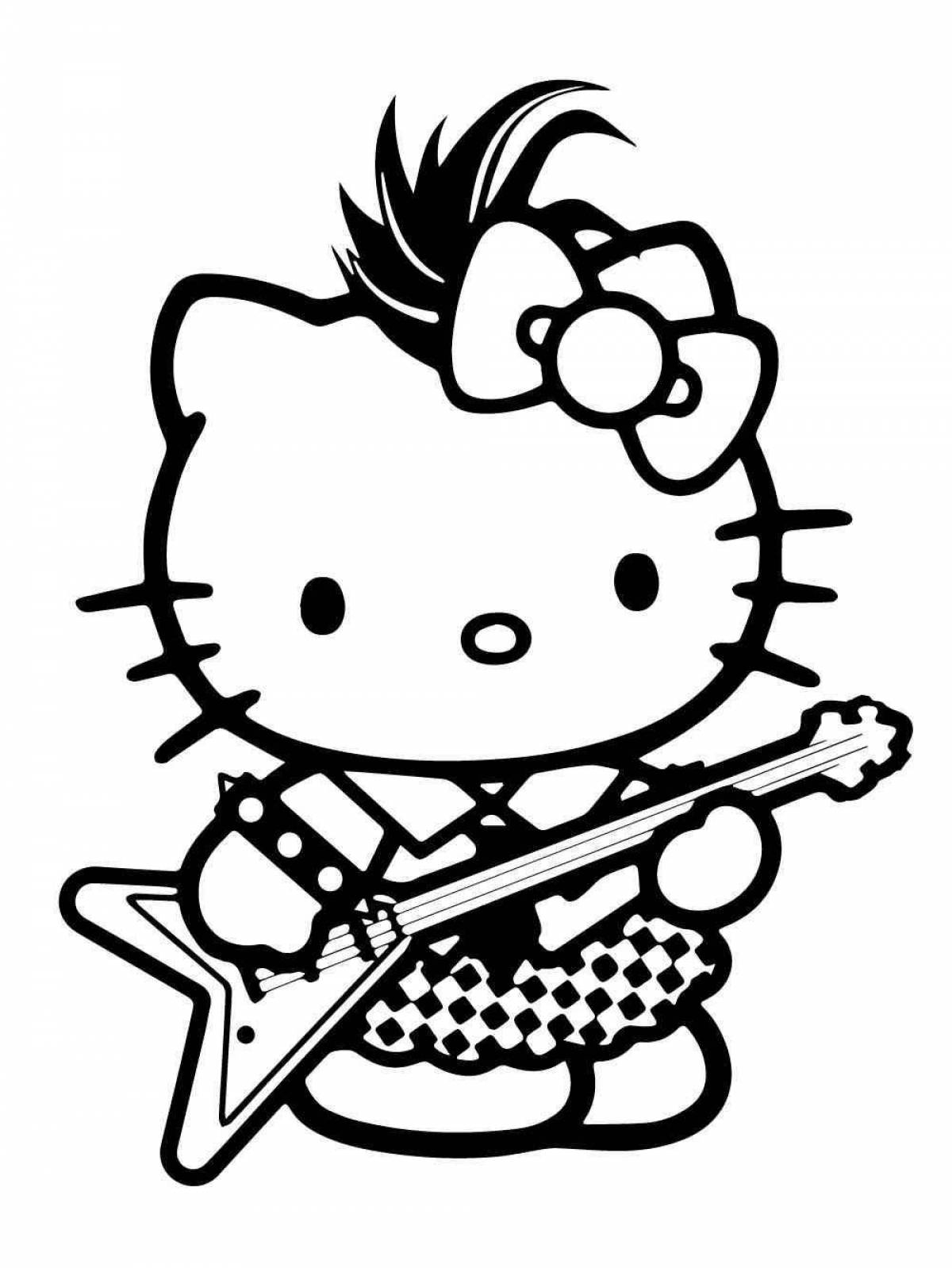 Colorful hello kitty money coloring page