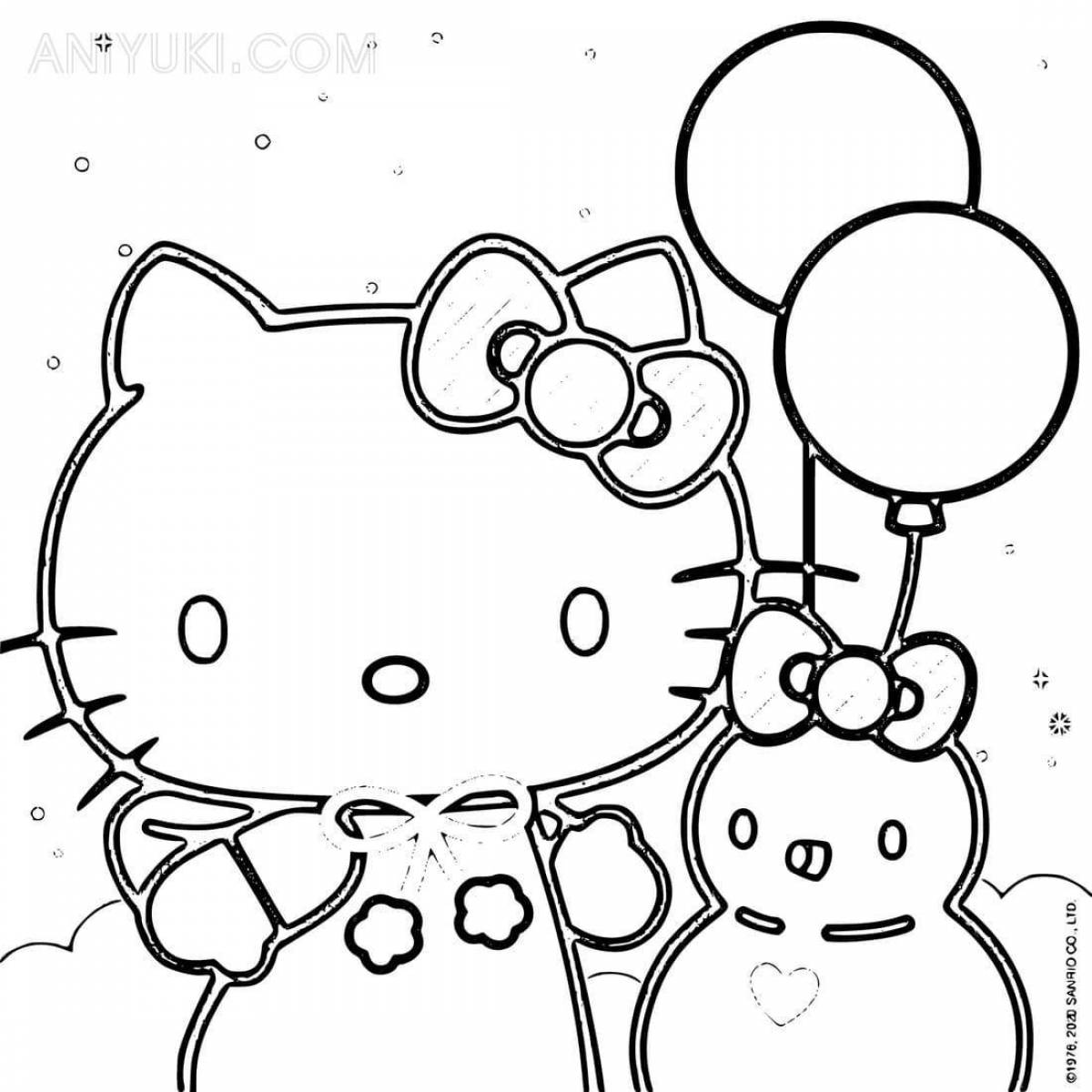 Hello kitty money shining coloring page