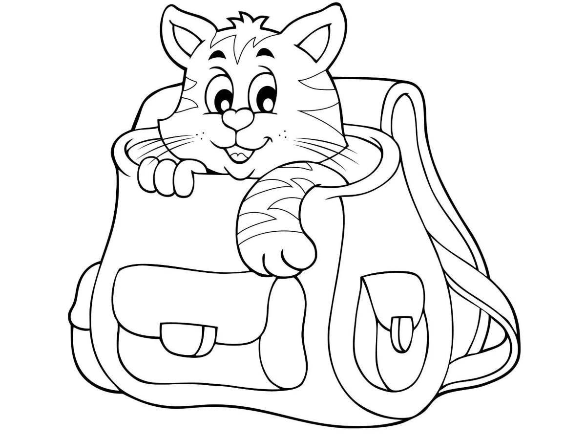 Curious cat in a box coloring page