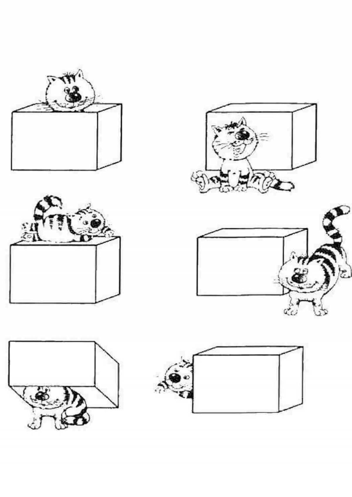 Раскраска смелый кот в коробке
