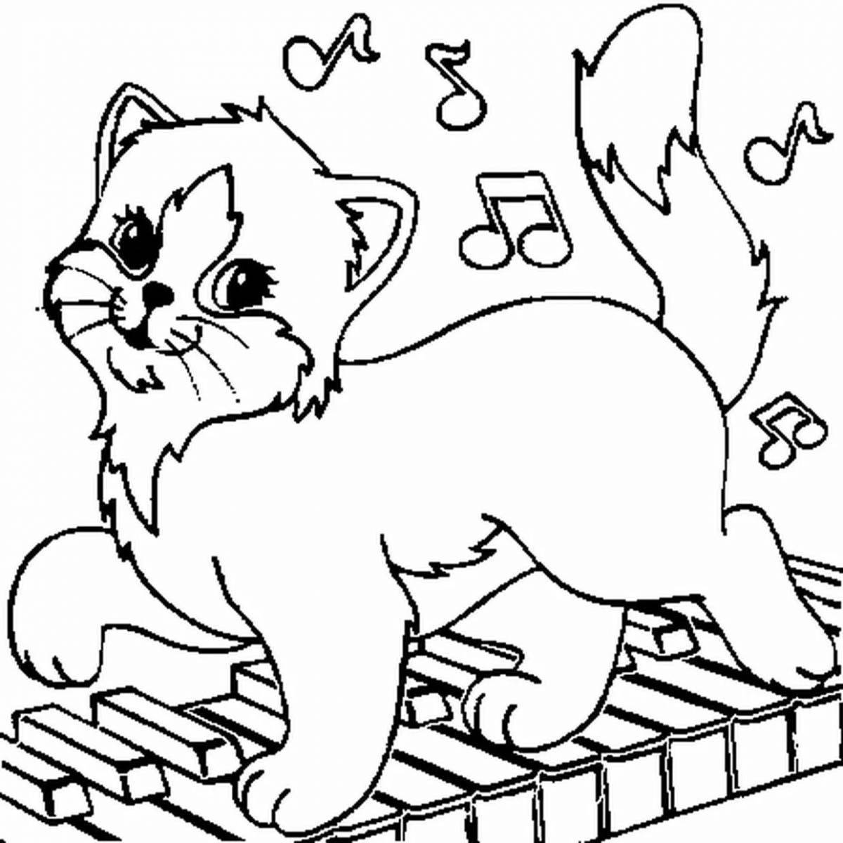 Coloring page adorable cat in a box