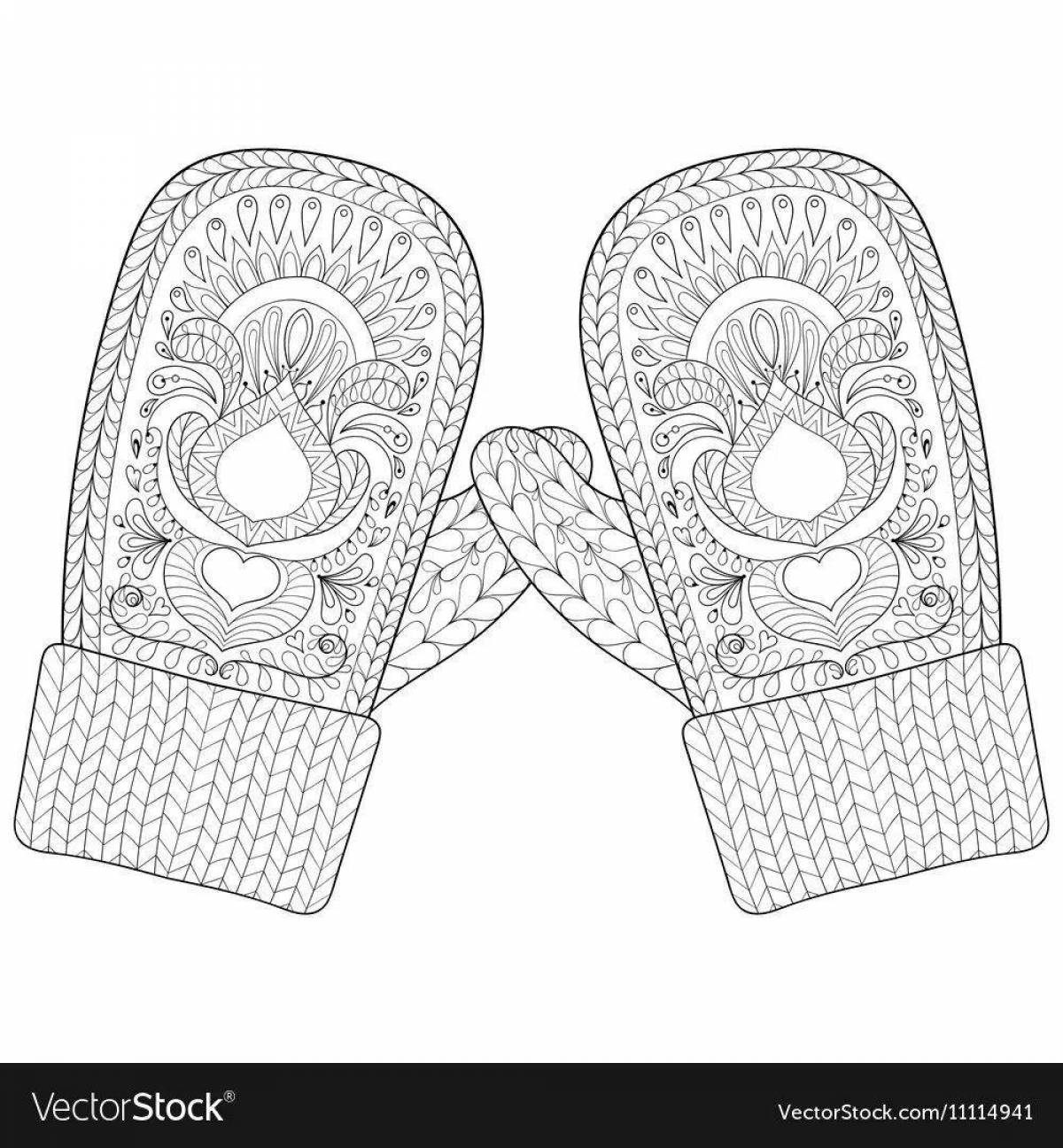 Coloring page cute rubber mittens