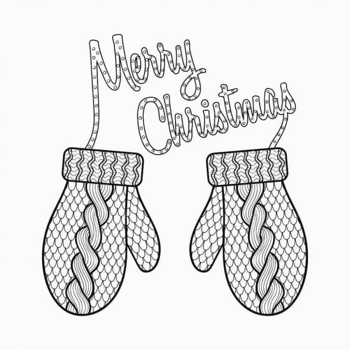 Coloring page joyful rubber mittens