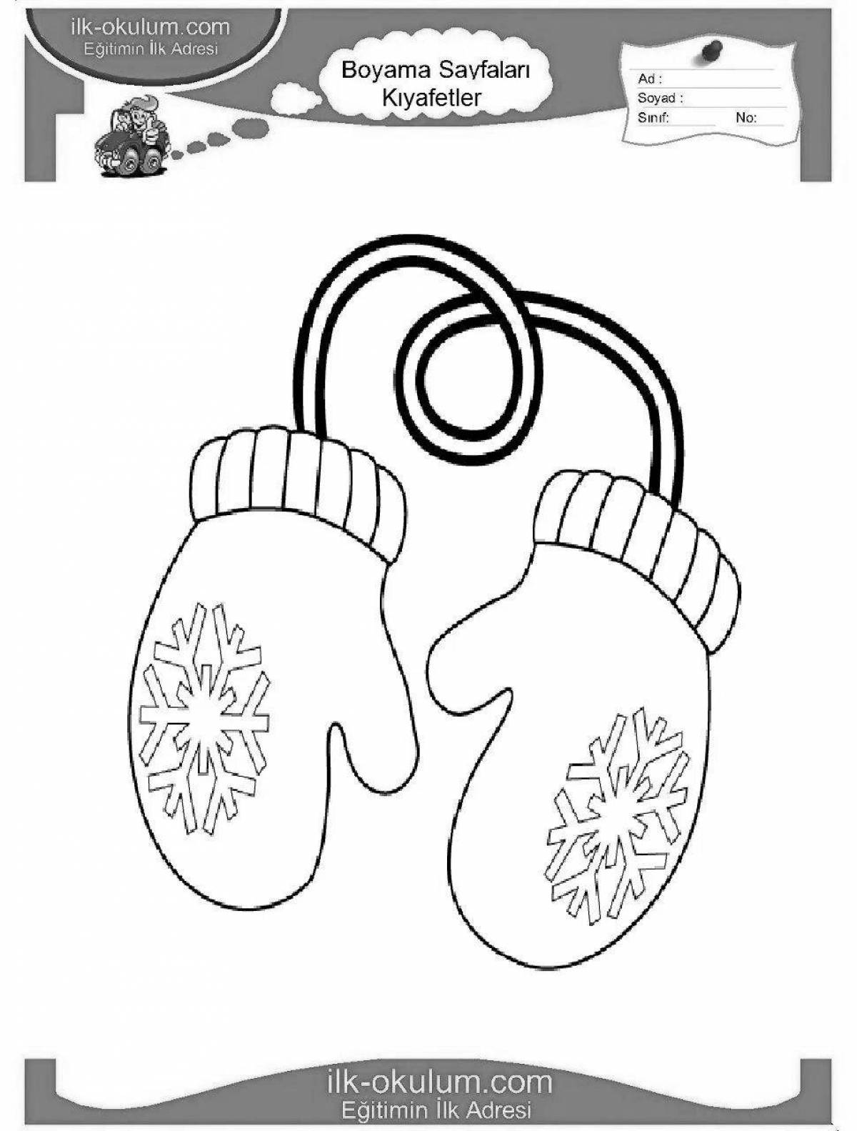 Luminous rubber mittens coloring page