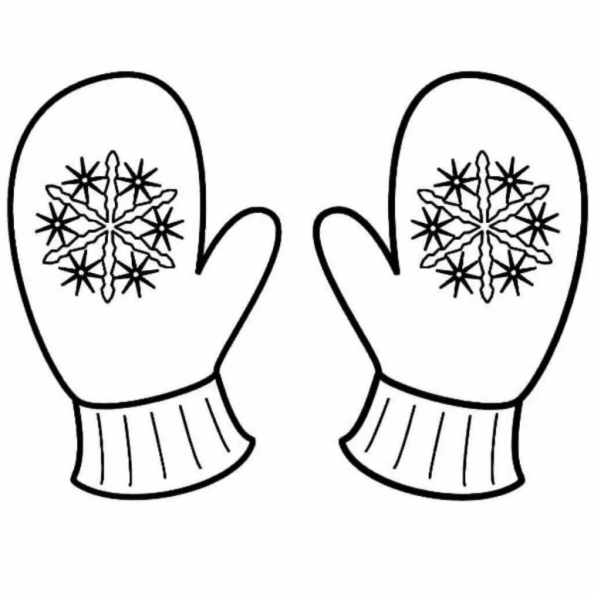 Coloring book shiny rubber mittens