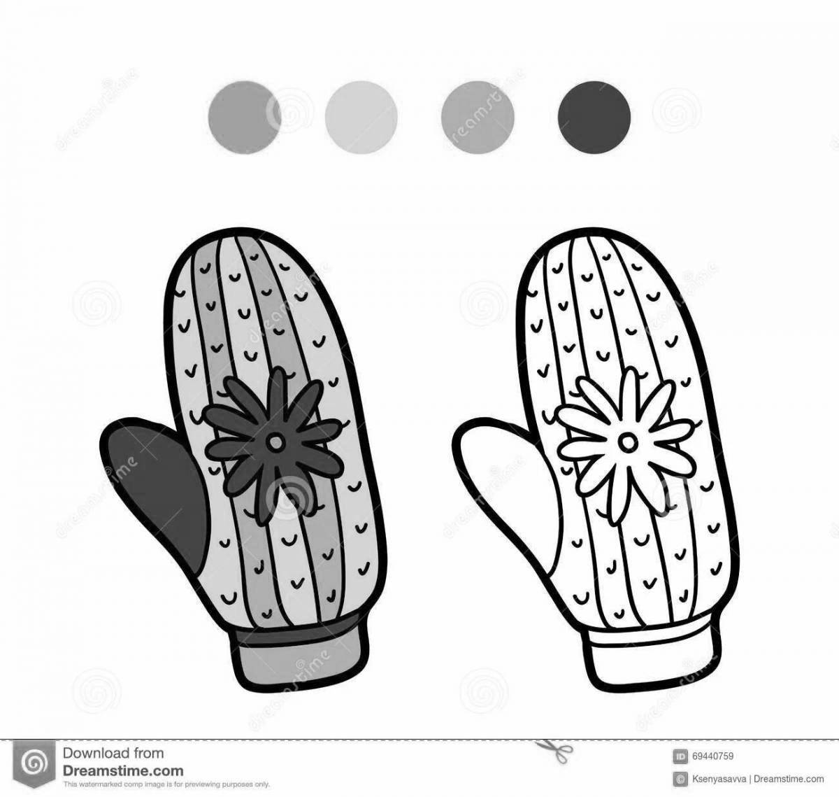 Animated rubber mittens coloring page