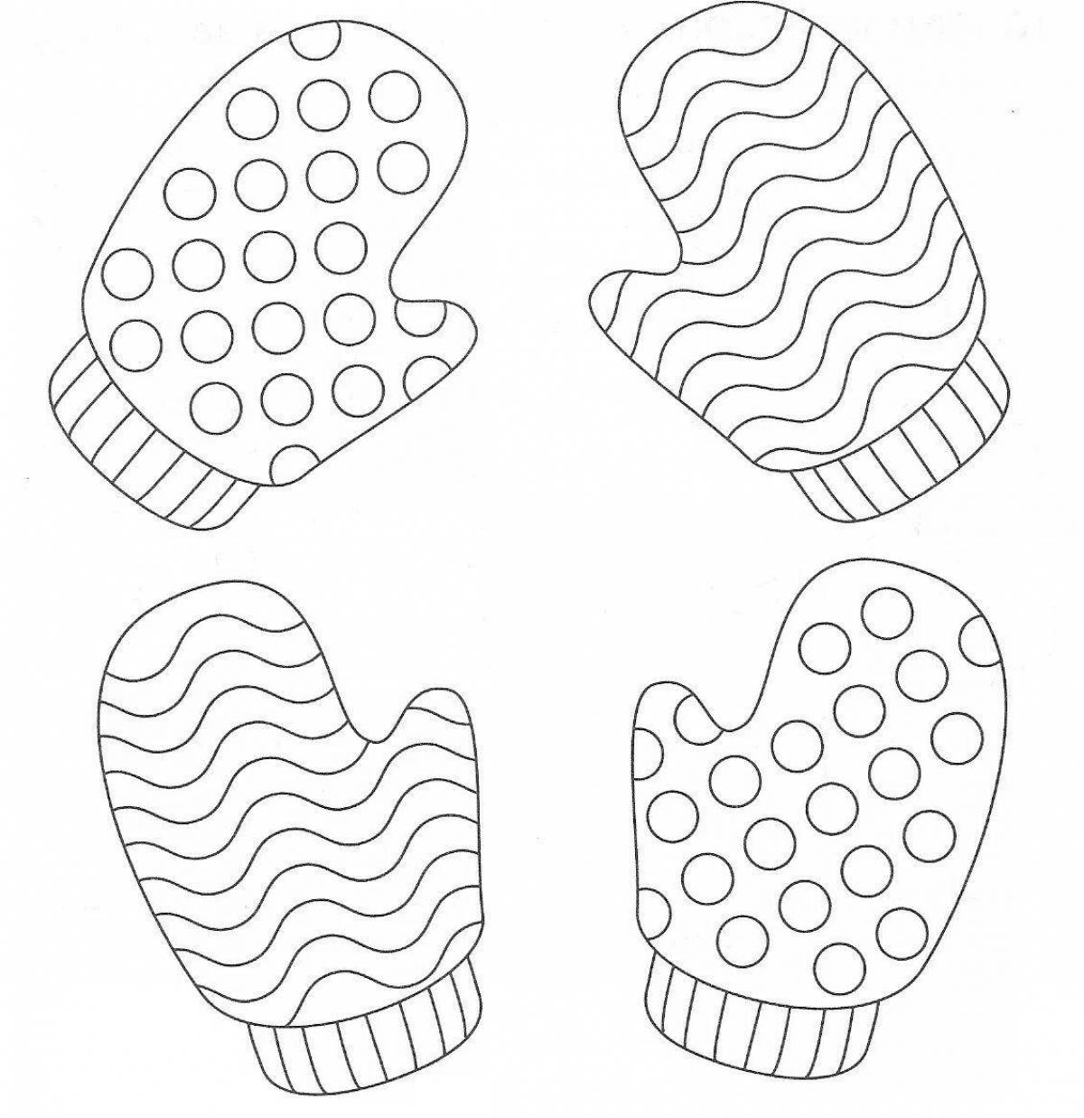 Coloring page adorable rubber mittens