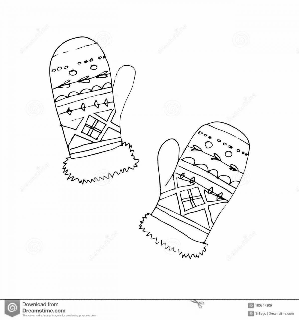Attractive coloring page of rubber mittens