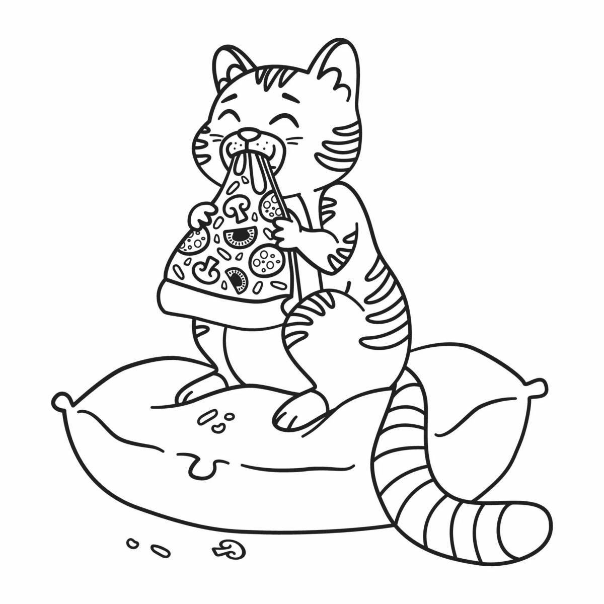 Coloring page cute cat drinking milk