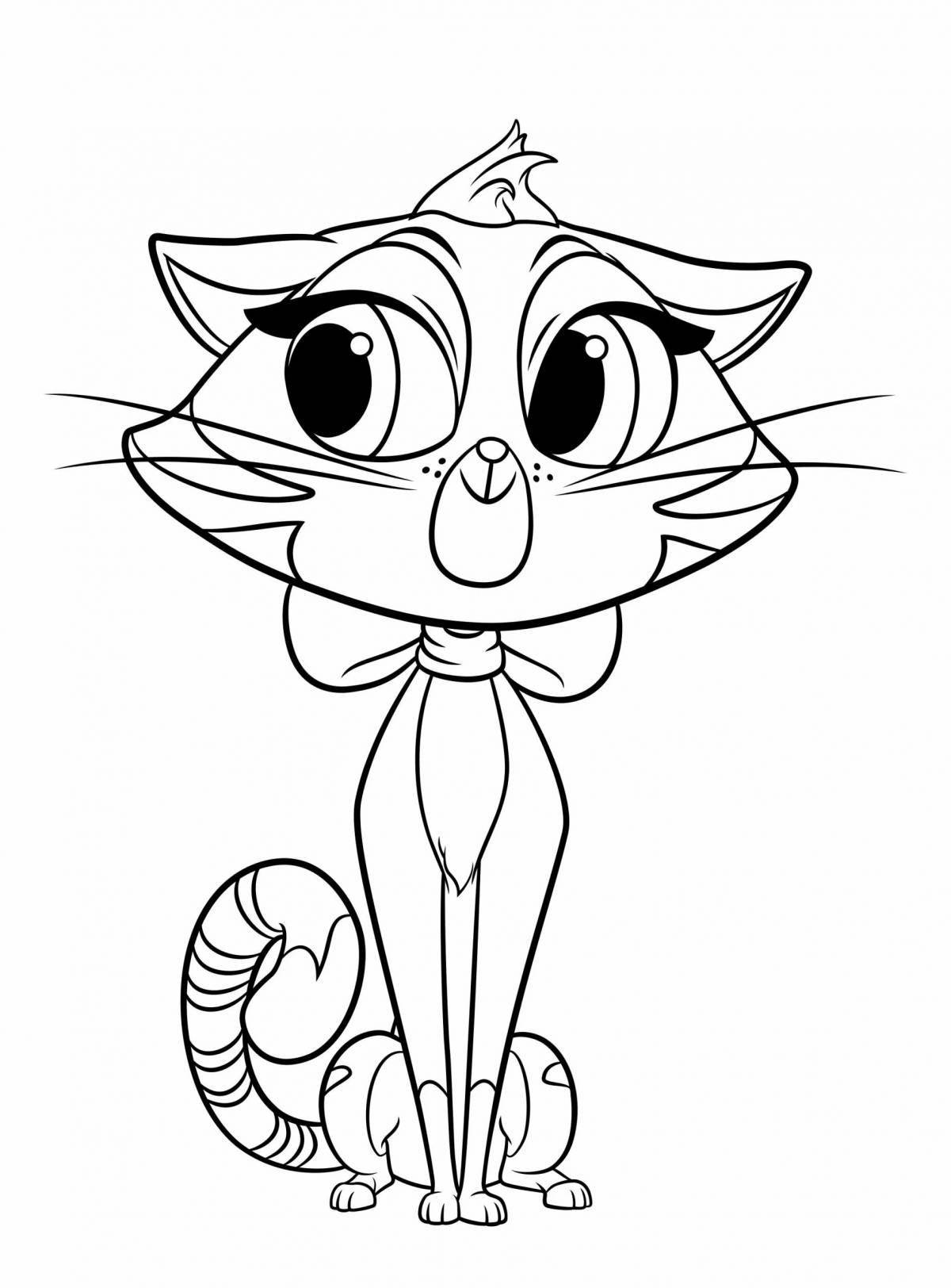 Animated cartoon cat coloring book