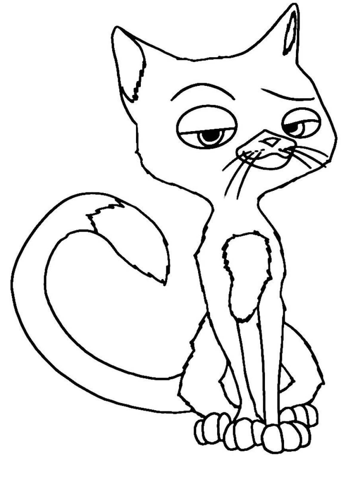 Экспрессивная раскраска мультяшный кот