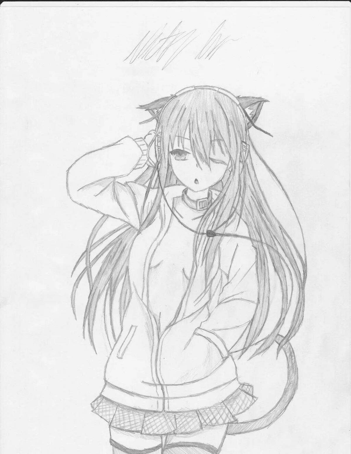 Раскраска очаровательные аниме уши