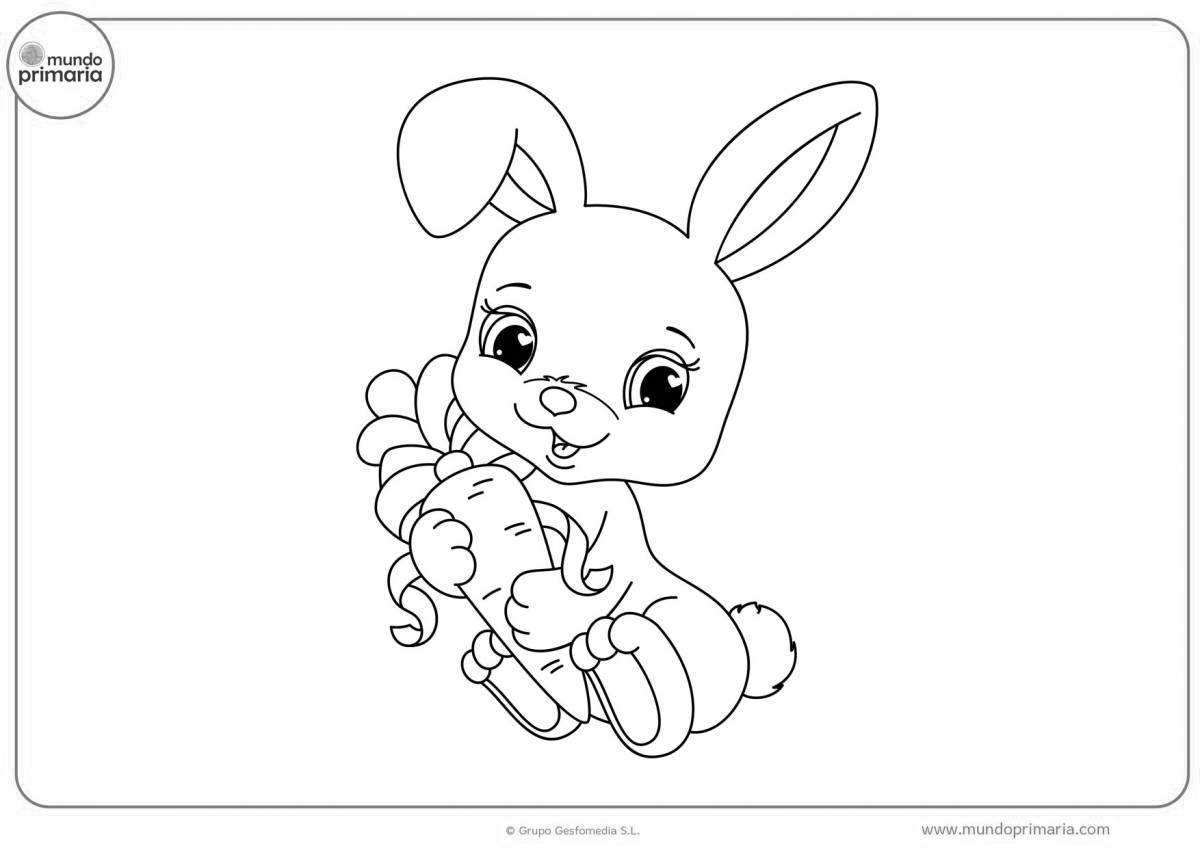 Cute rabbit and cat coloring pages