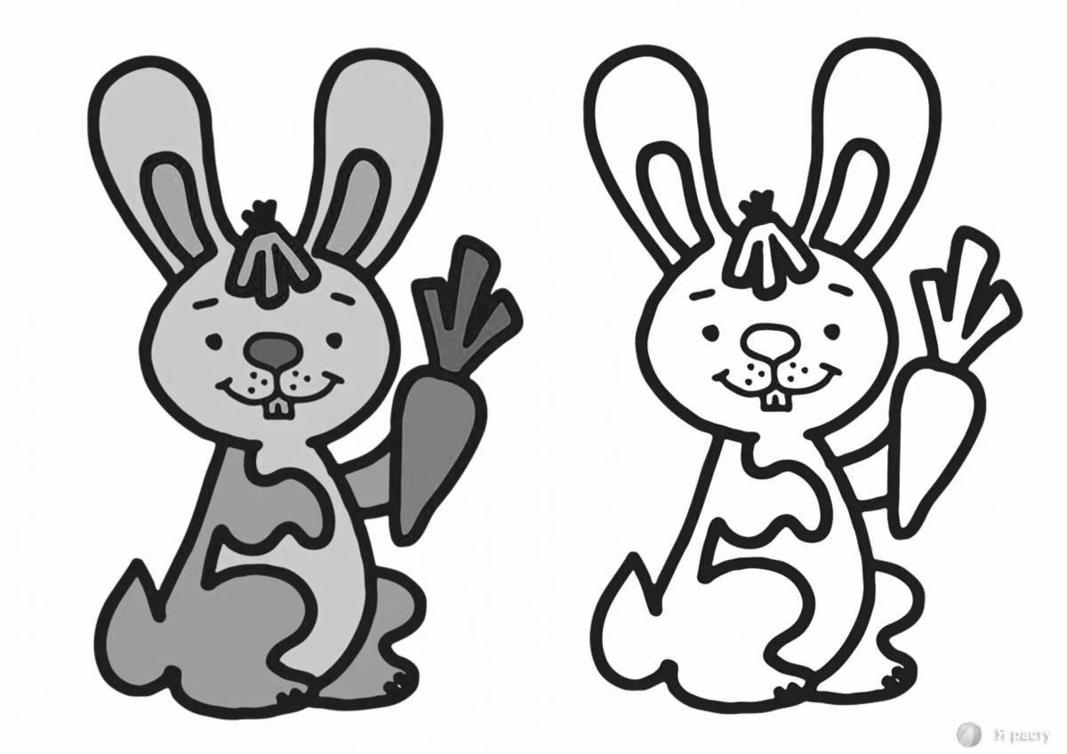 Outstanding rabbit and cat coloring page