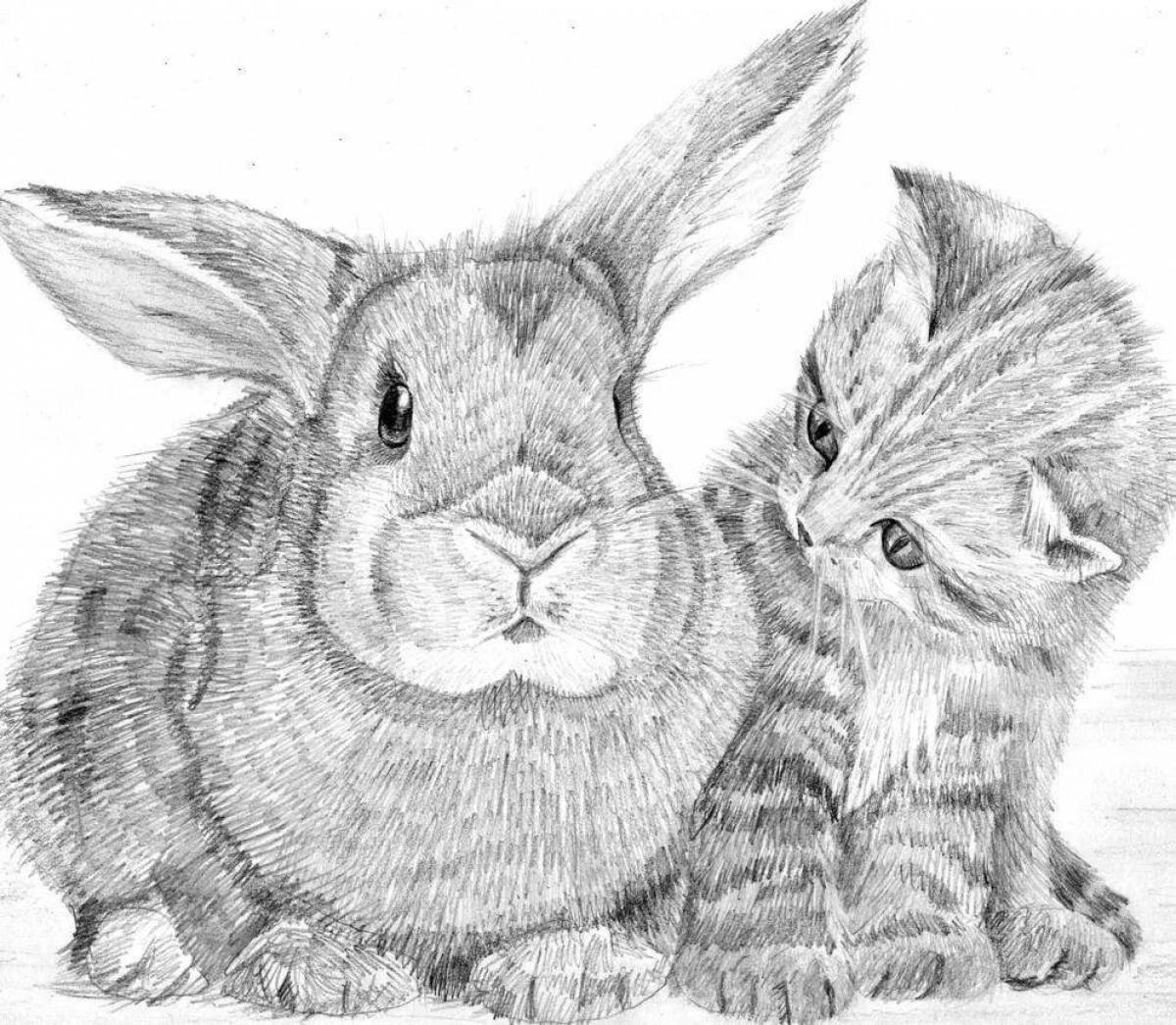 Perfect bunny and cat coloring book