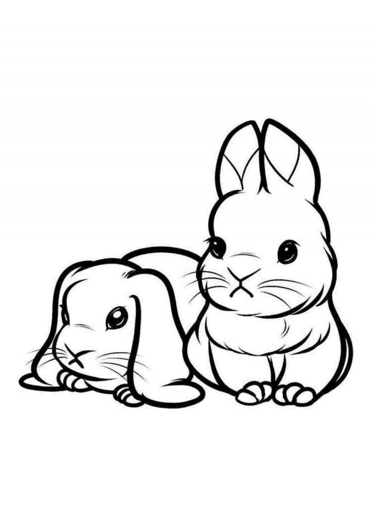 Coloring book glowing rabbit and cat