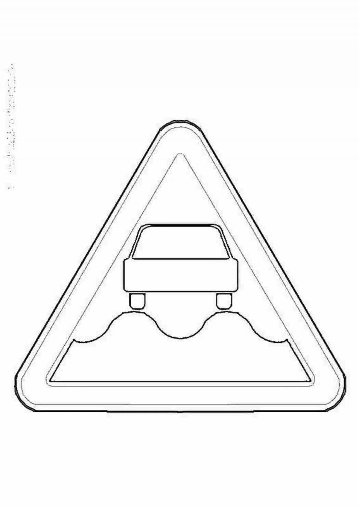 Coloring book shiny warning traffic signs