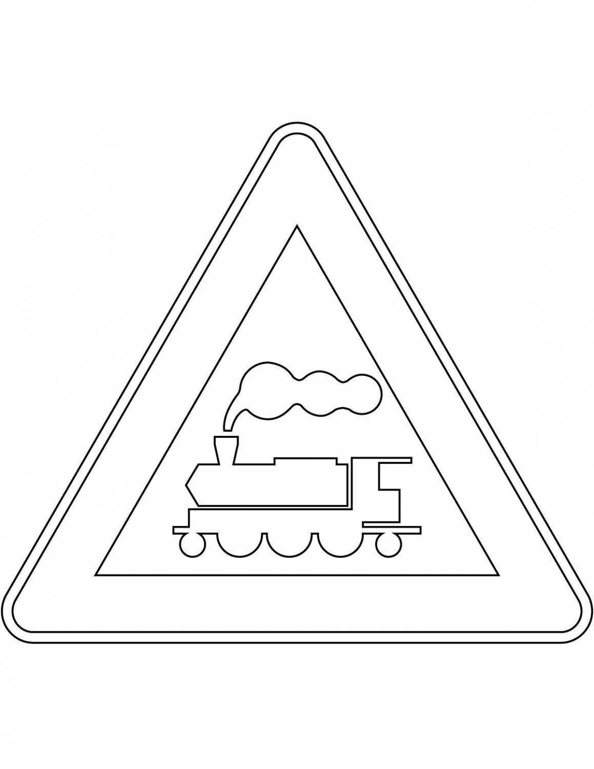 Adorable warning traffic signs coloring page