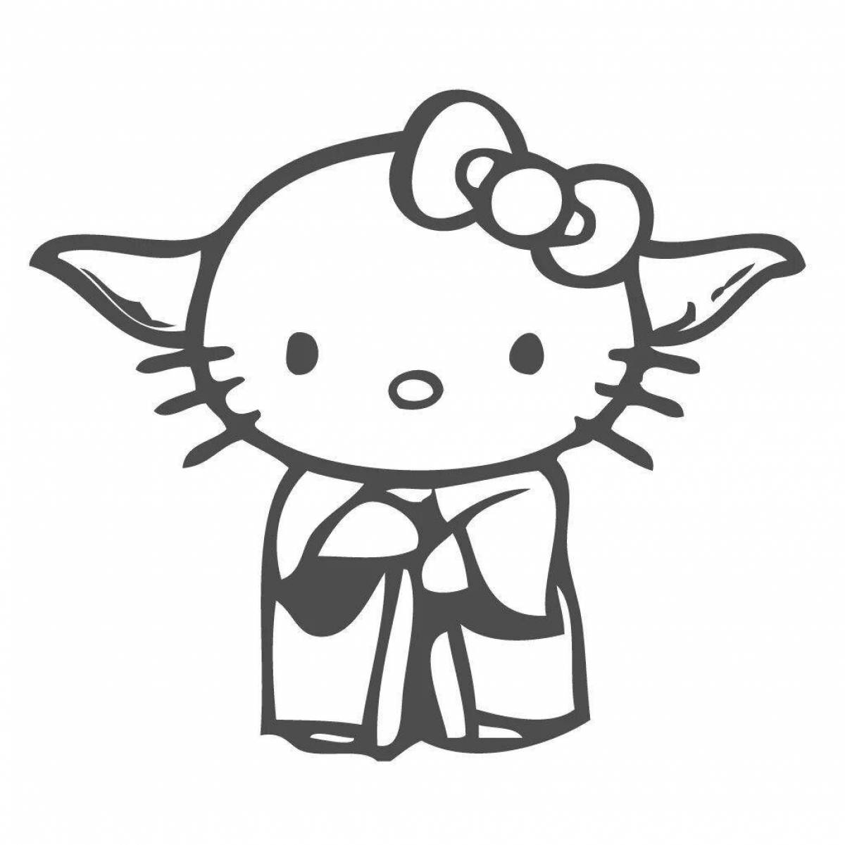 Очаровательная страница раскраски hello kitty stickers