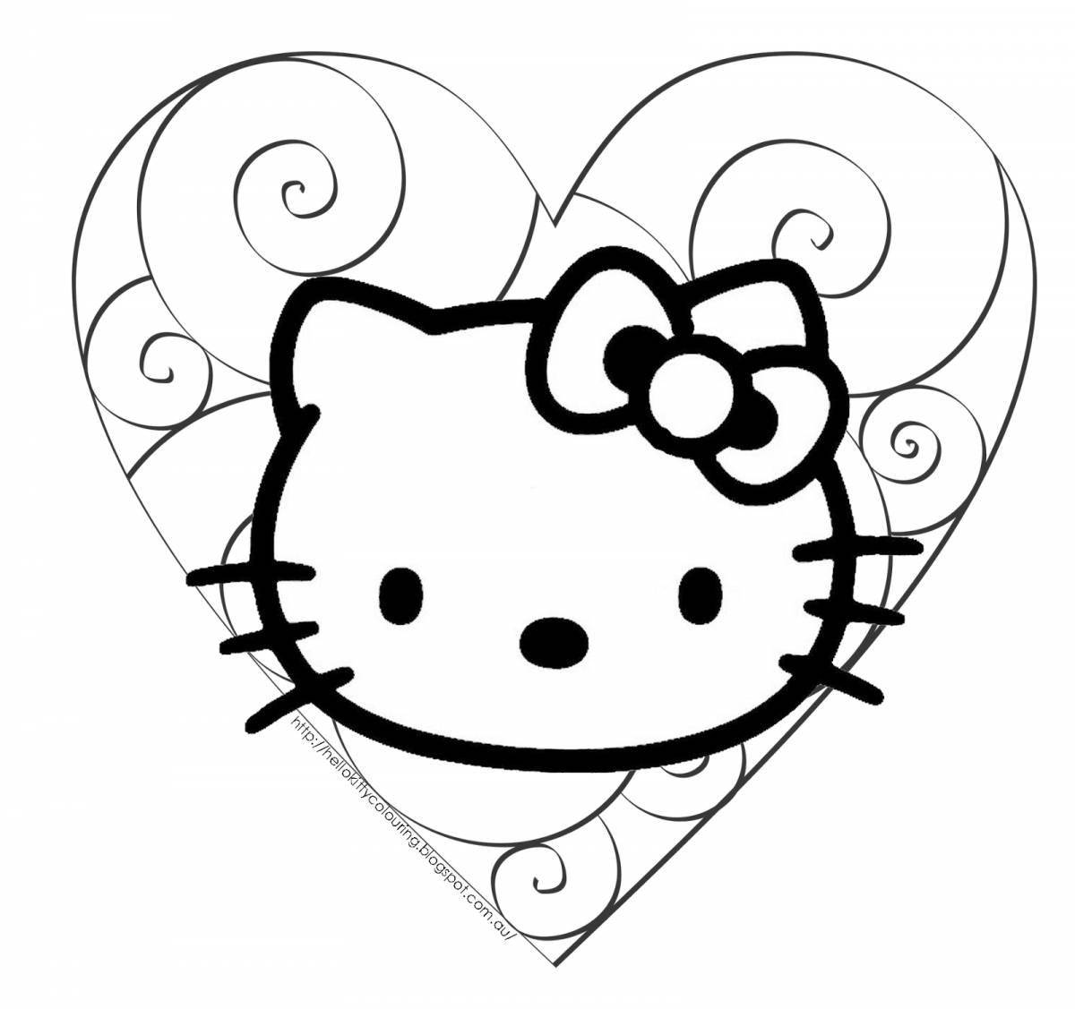 Игривая страница раскраски hello kitty stickers