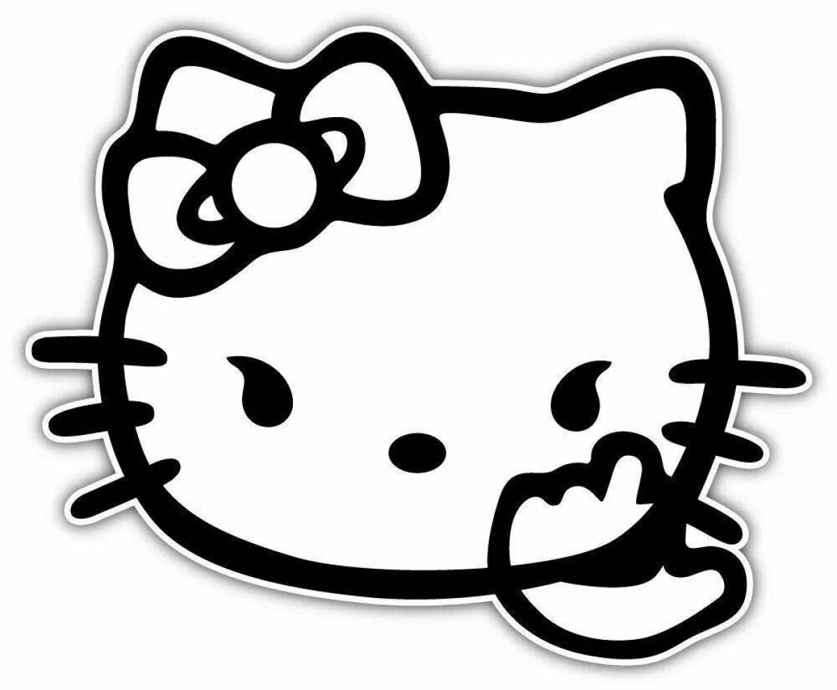 Glorious hello kitty stickers coloring page