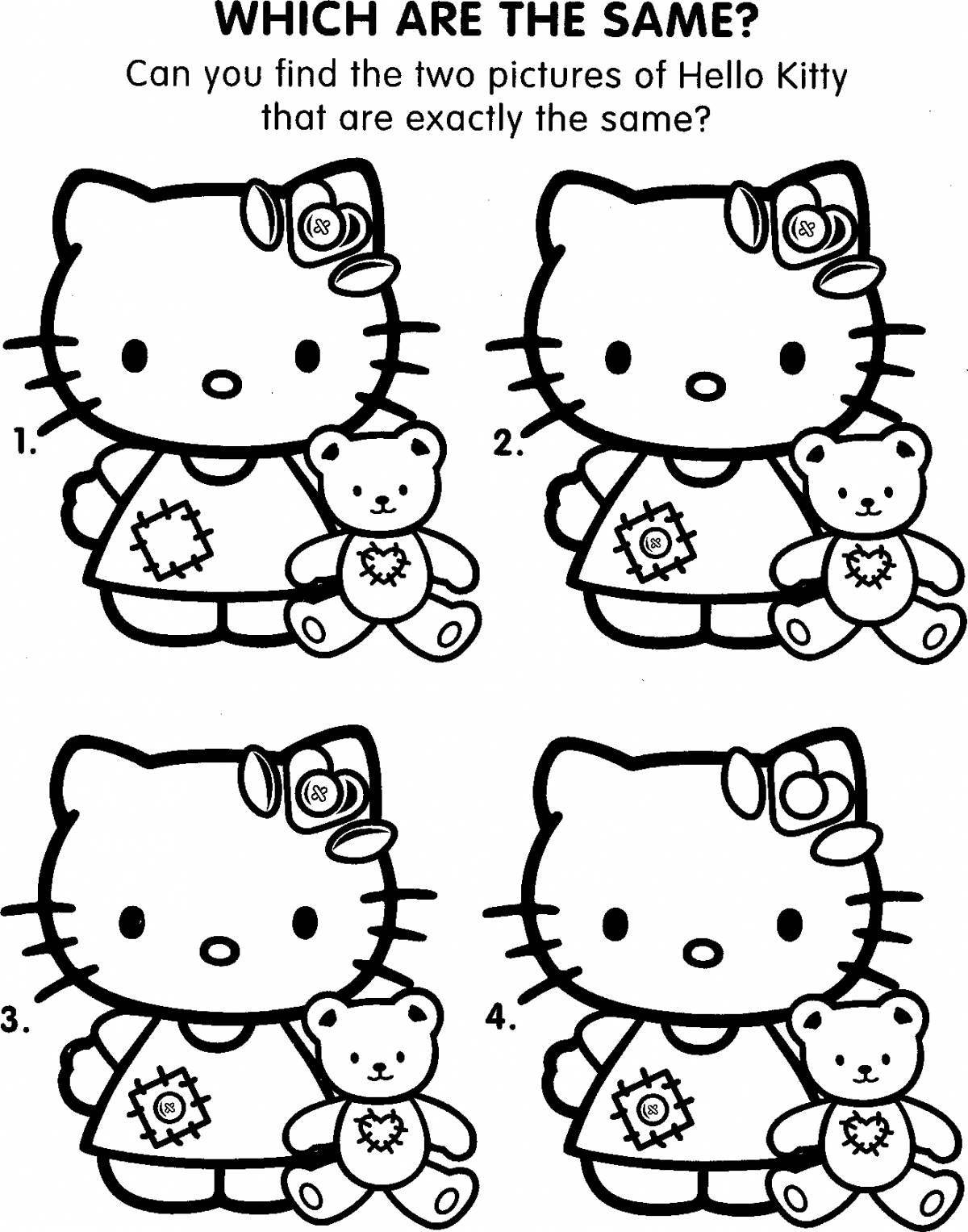 Colored crazy hello kitty stickers coloring book