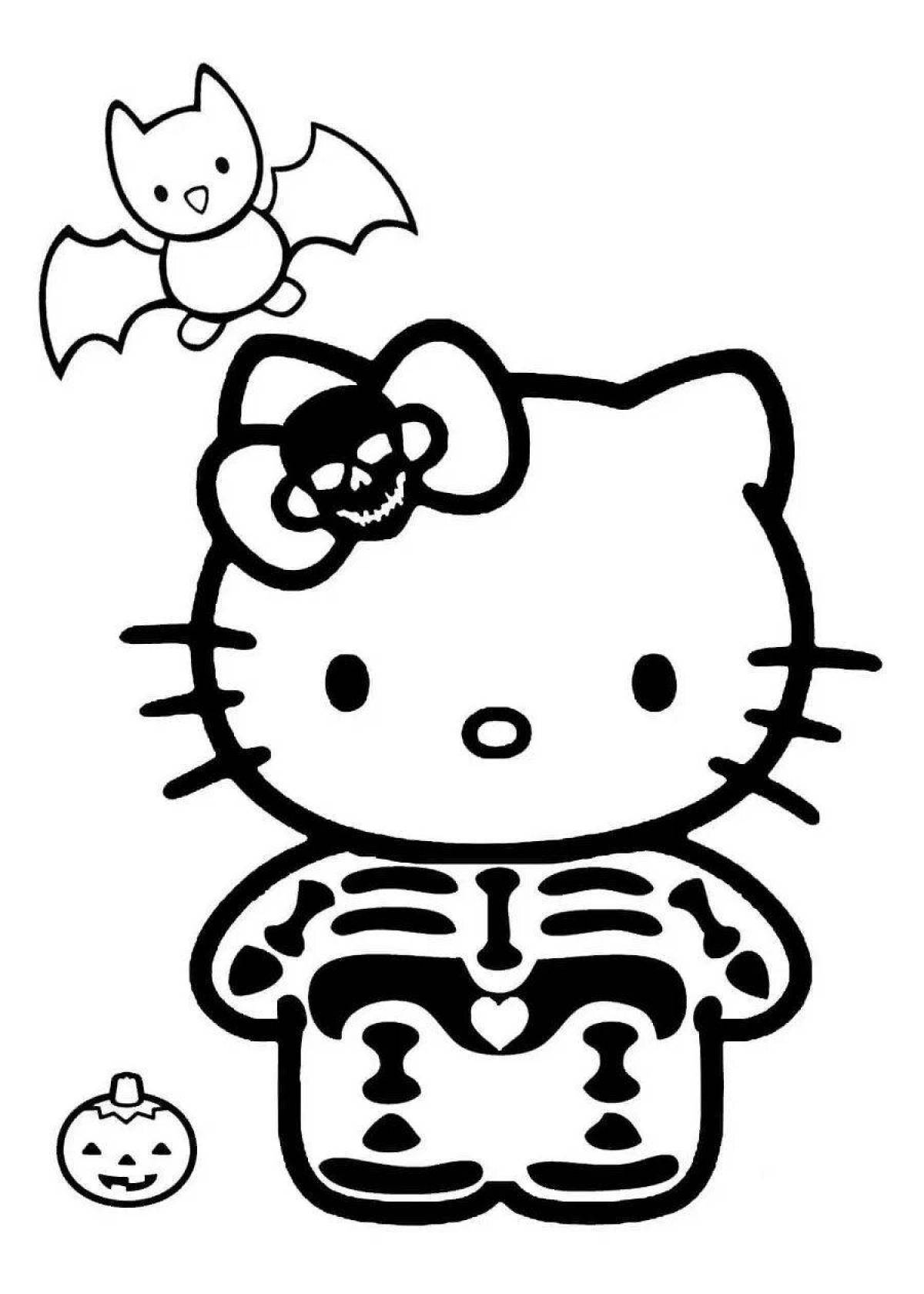 Color-mania hello kitty stickers coloring page