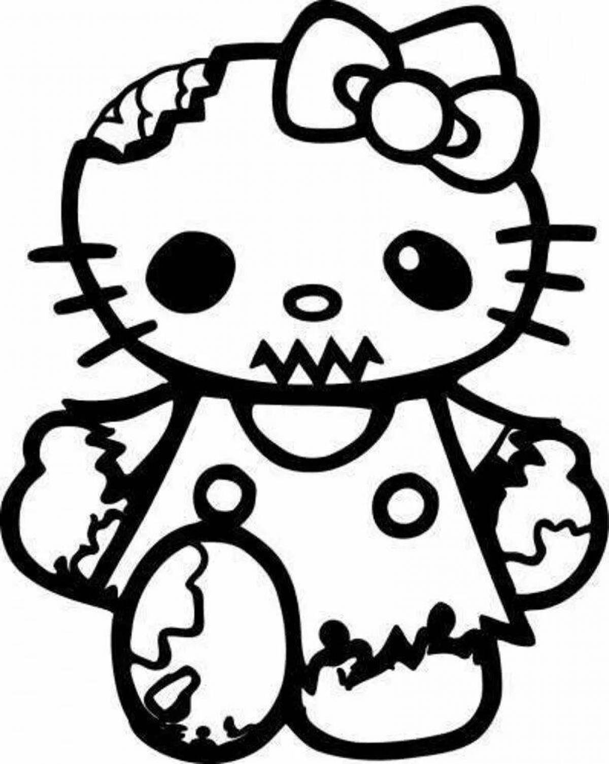 Color-fiesta hello kitty stickers coloring page