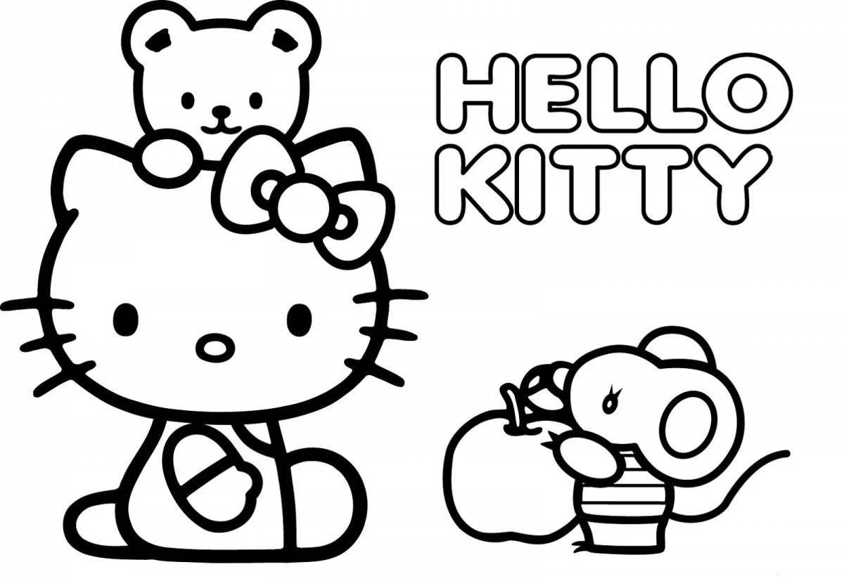 Color-party hello kitty stickers coloring page