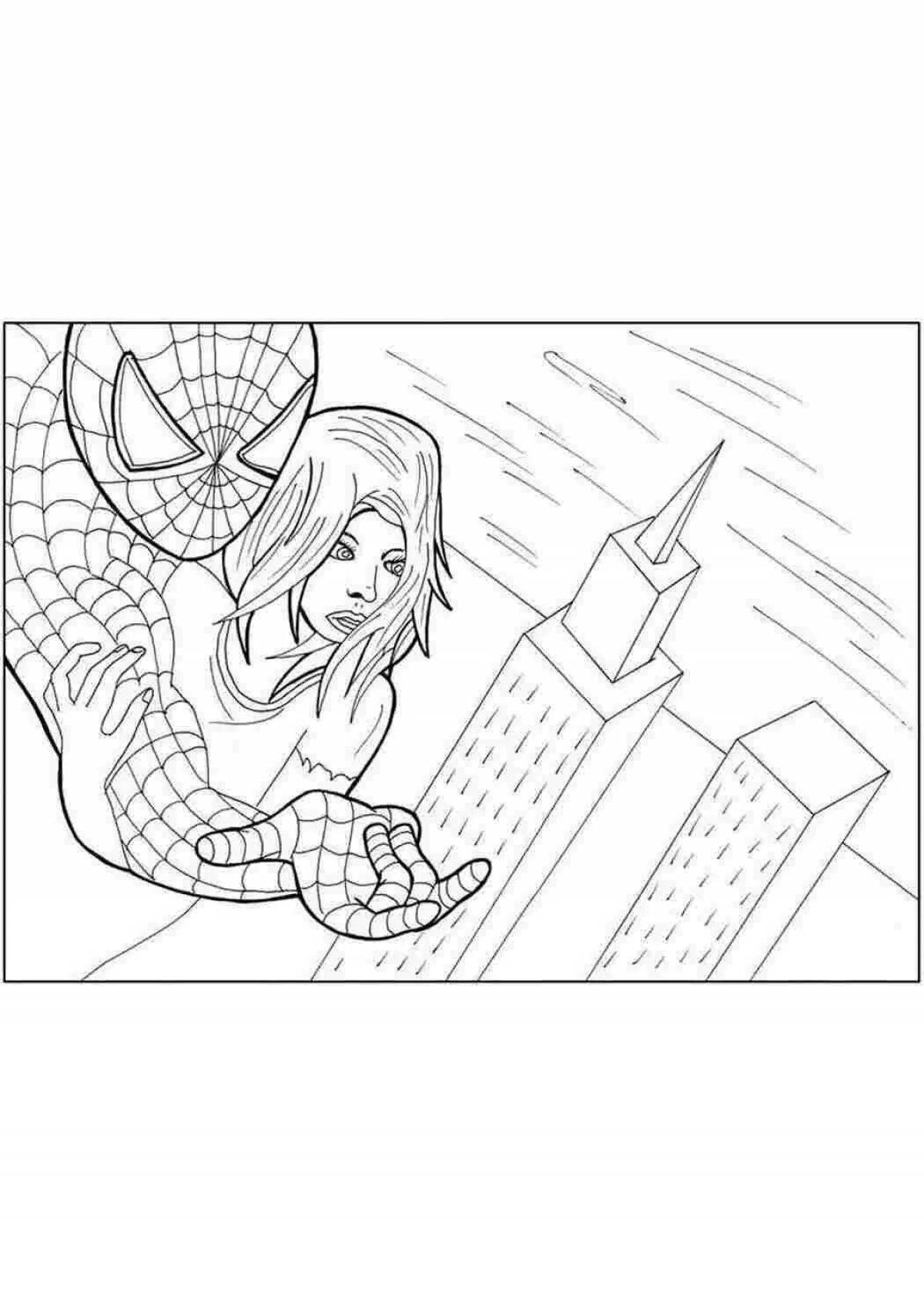 Colorful spiderman coloring page for girls