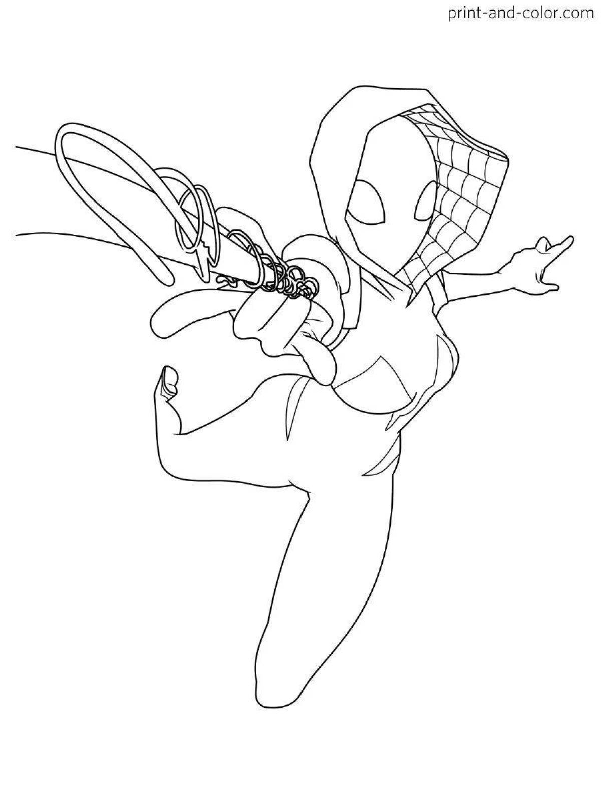 Spiderman gorgeous girl coloring page
