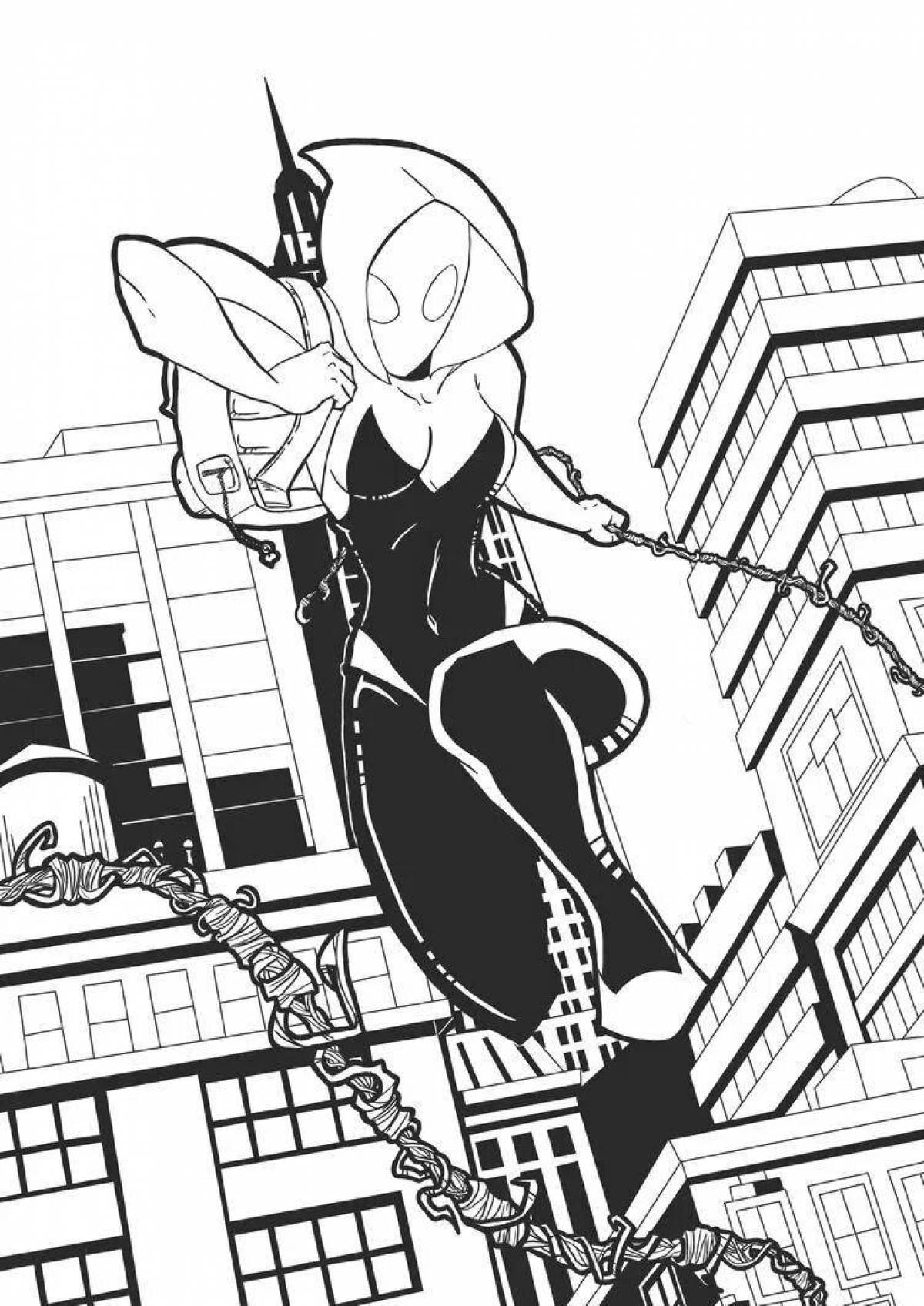 Coloring page charming spiderman girl