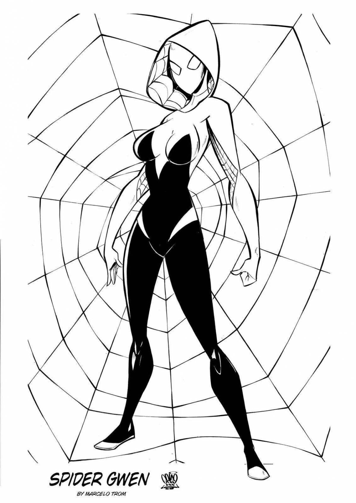 Coloring page charming girl-spider-man